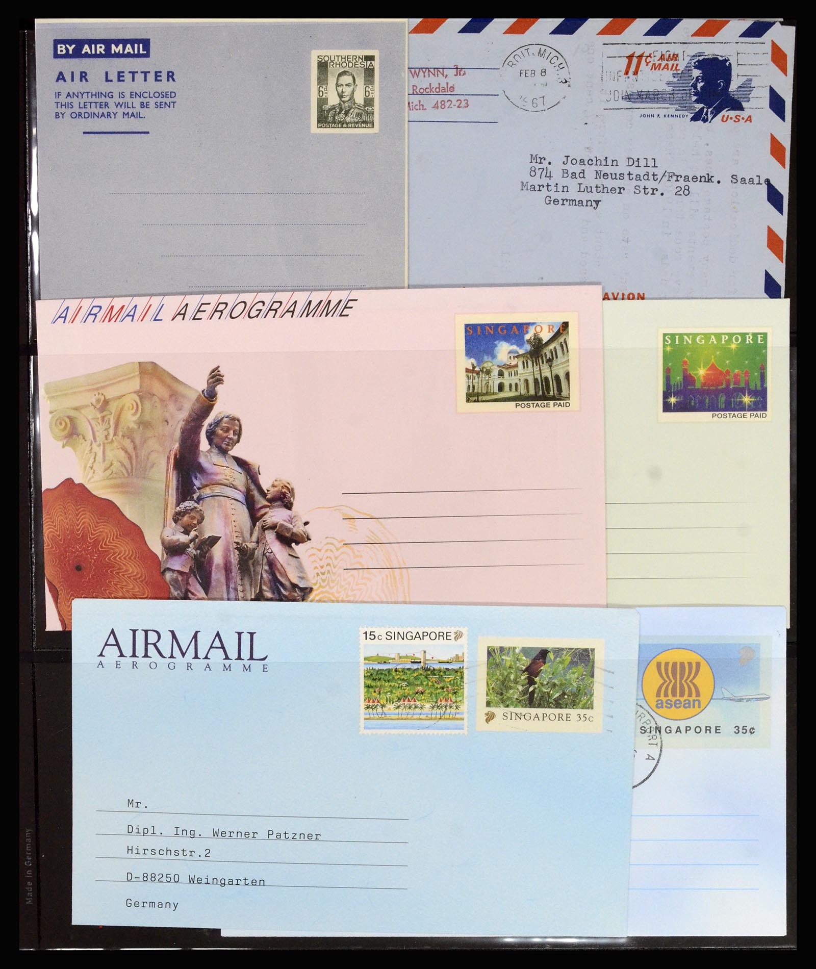36627 037 - Postzegelverzameling 36627 Wereld aerogrammen.