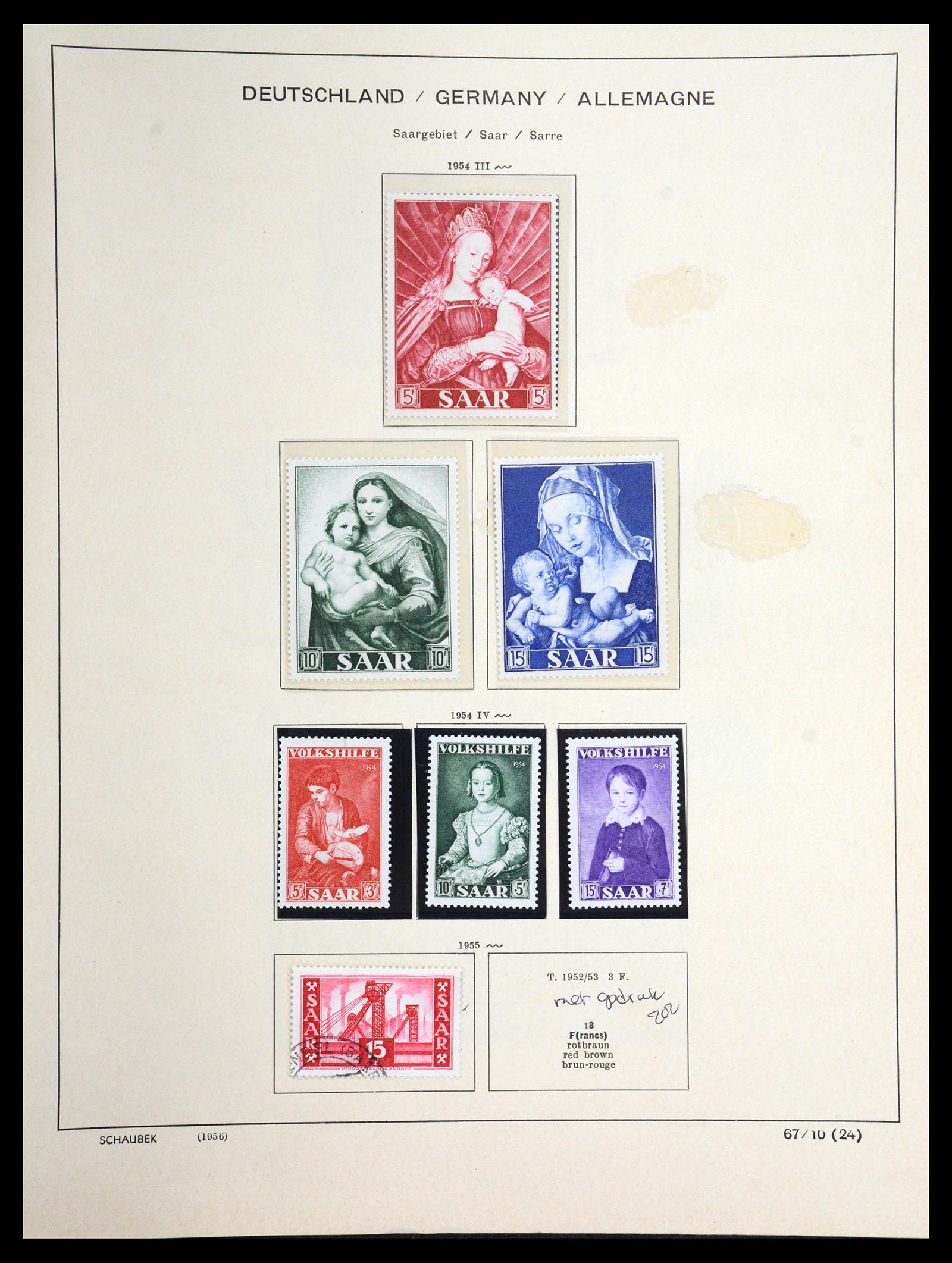 36633 054 - Postzegelverzameling 36633 Saar 1920-1959.