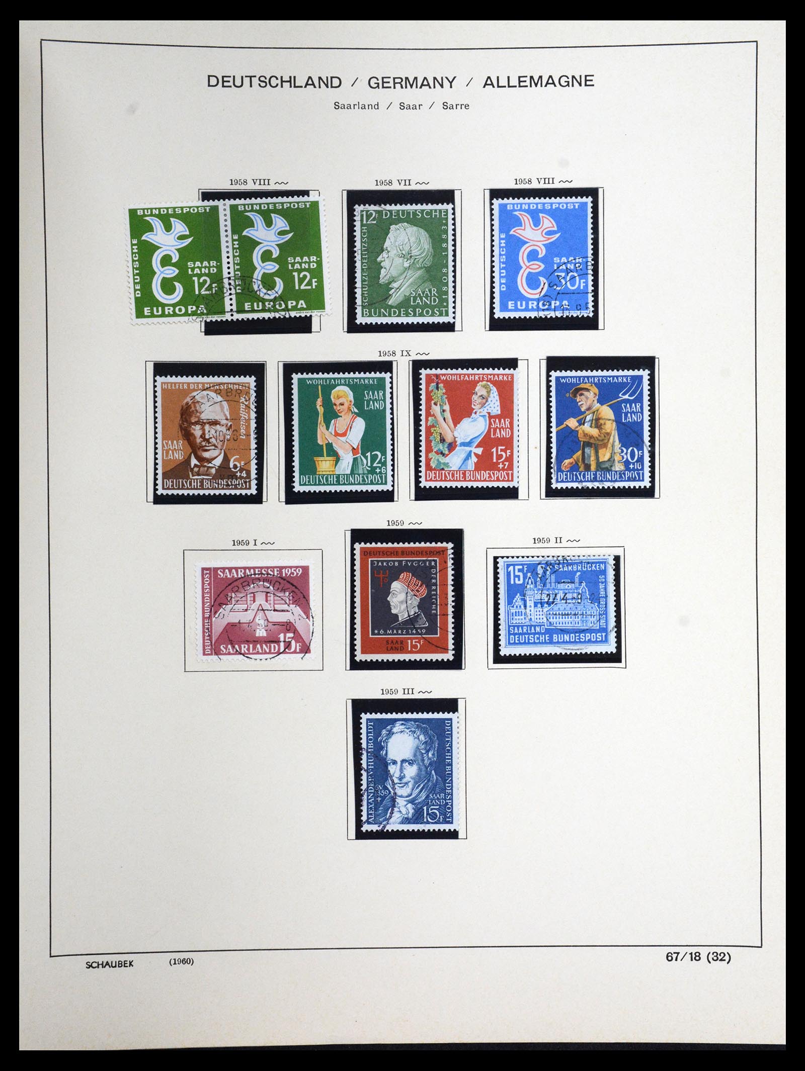36633 062 - Postzegelverzameling 36633 Saar 1920-1959.