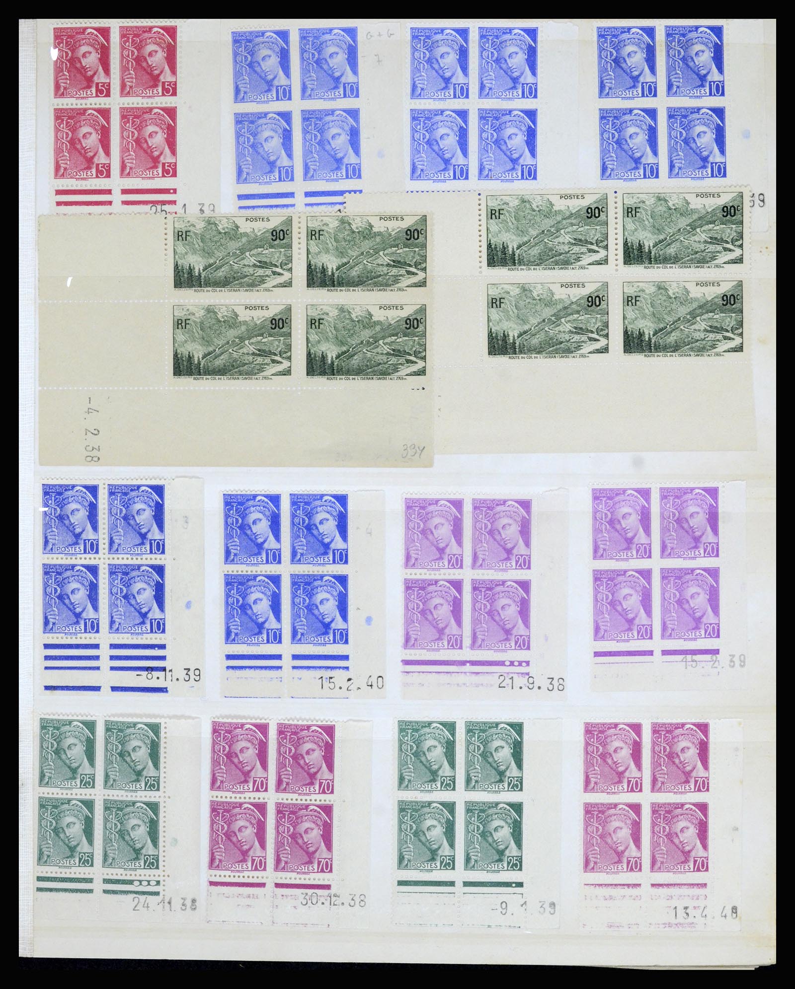 36685 003 - Postzegelverzameling 36685 France coins datés 1926-1990.