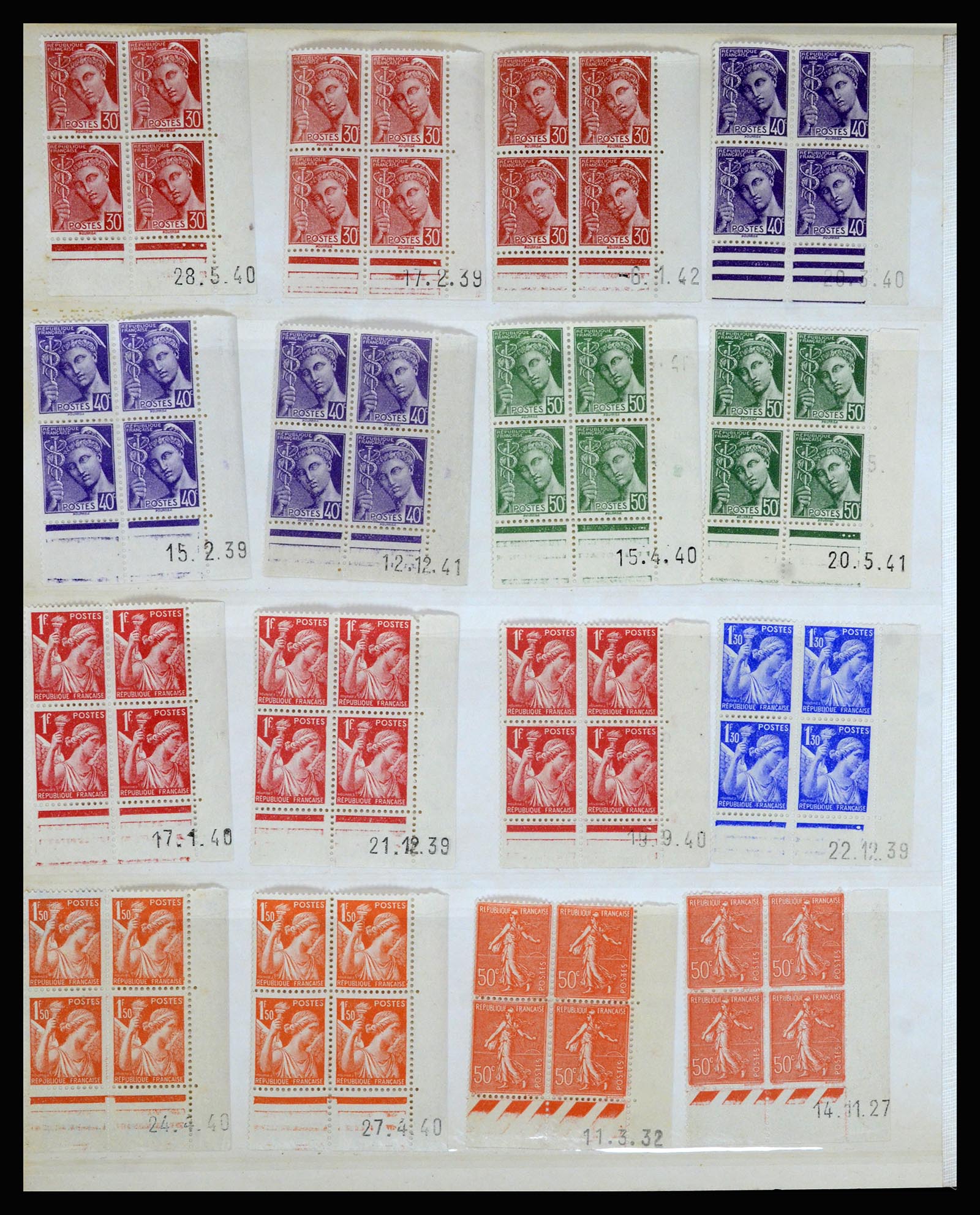 36685 004 - Postzegelverzameling 36685 France coins datés 1926-1990.