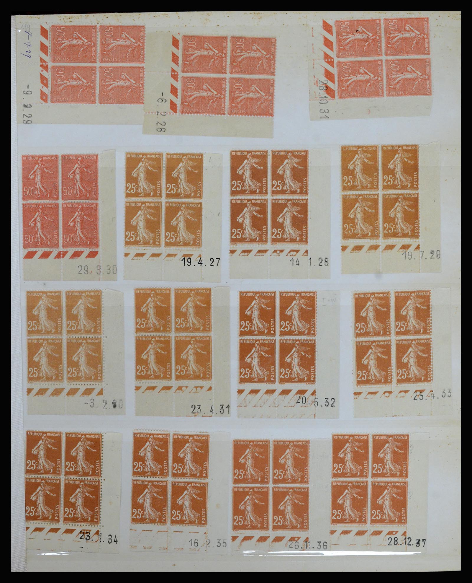 36685 005 - Postzegelverzameling 36685 France coins datés 1926-1990.