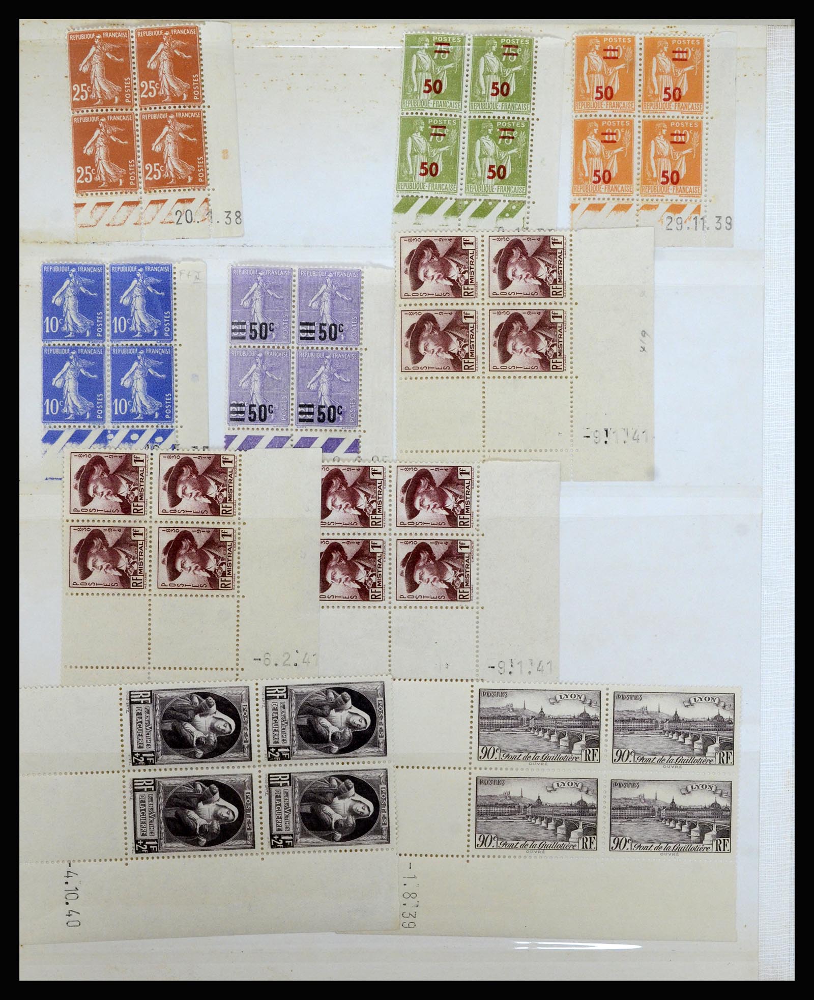 36685 006 - Postzegelverzameling 36685 France coins datés 1926-1990.