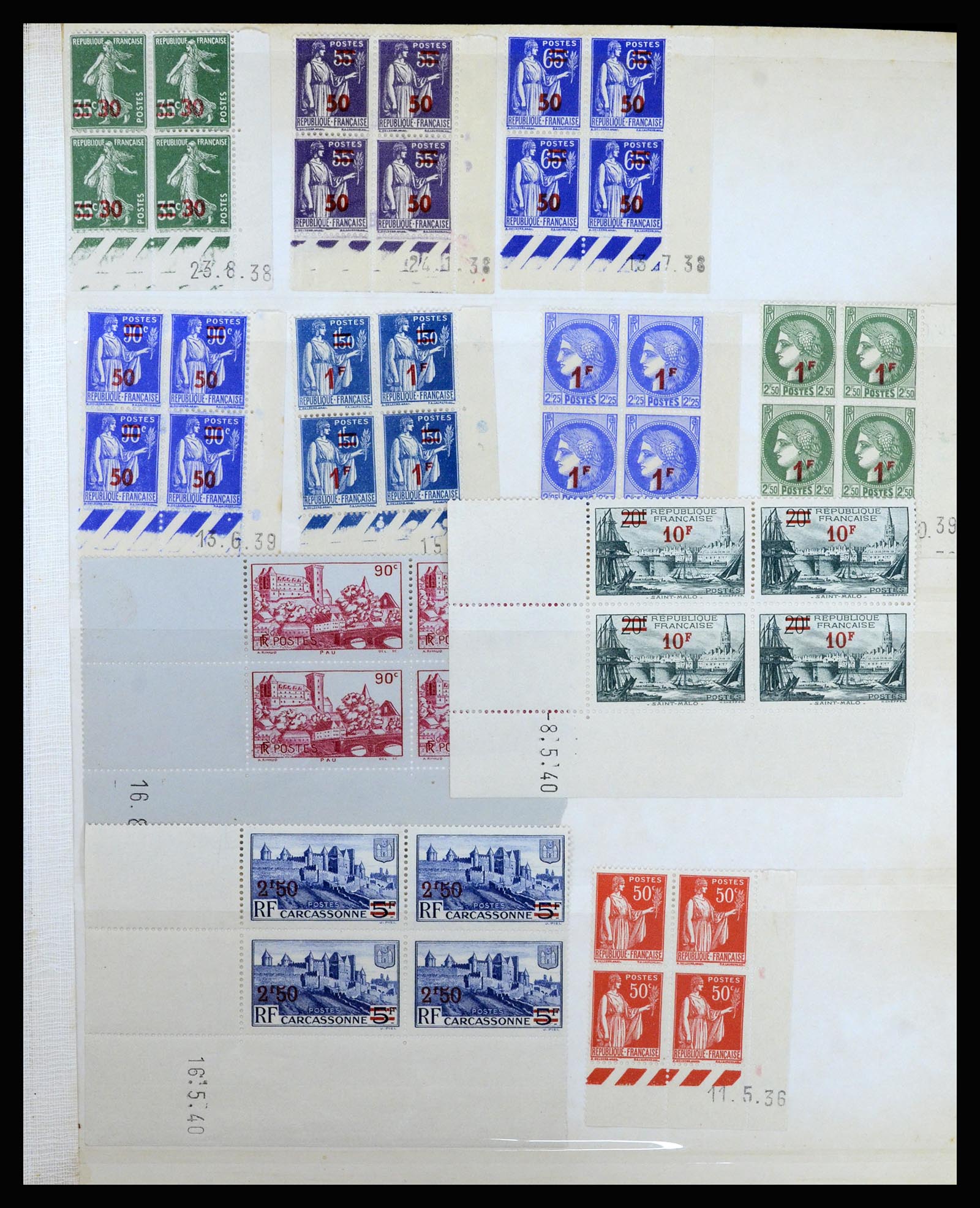 36685 007 - Postzegelverzameling 36685 France coins datés 1926-1990.