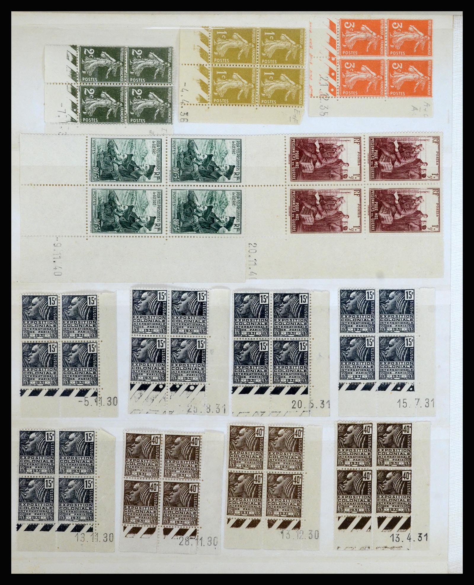 36685 008 - Postzegelverzameling 36685 France coins datés 1926-1990.
