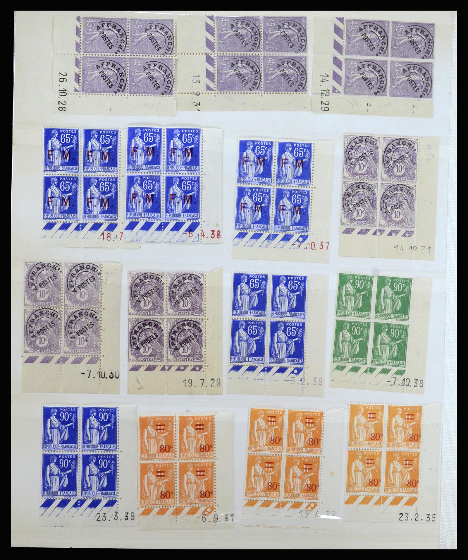 36685 010 - Postzegelverzameling 36685 France coins datés 1926-1990.