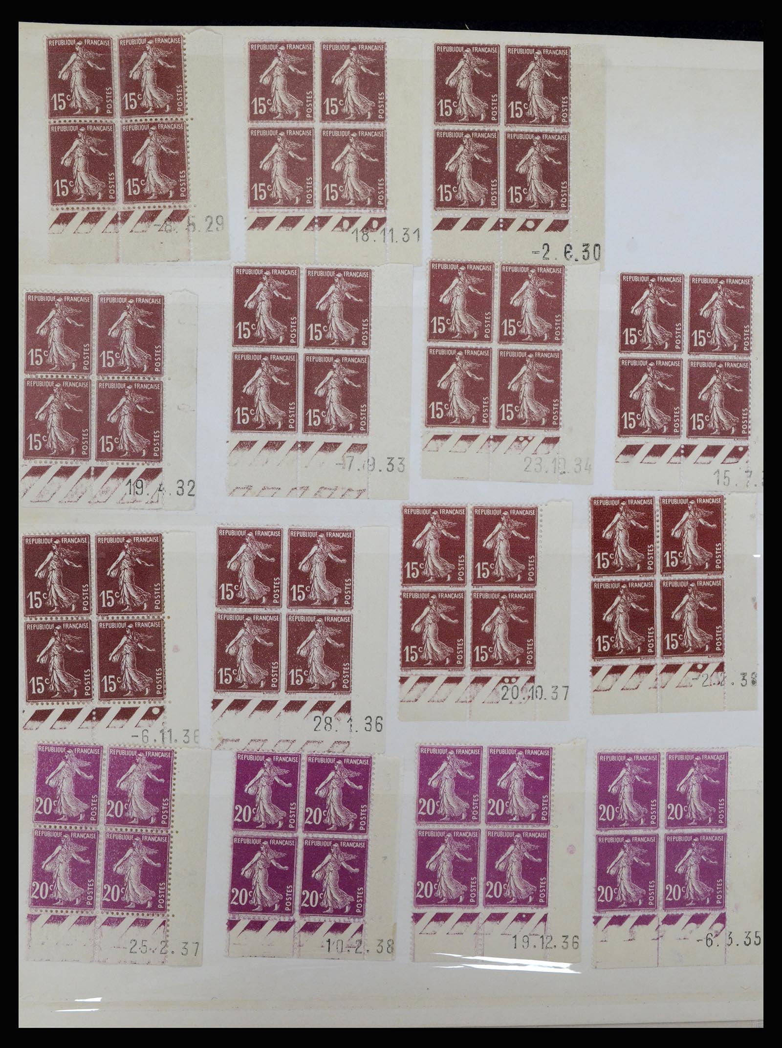36685 030 - Postzegelverzameling 36685 France coins datés 1926-1990.