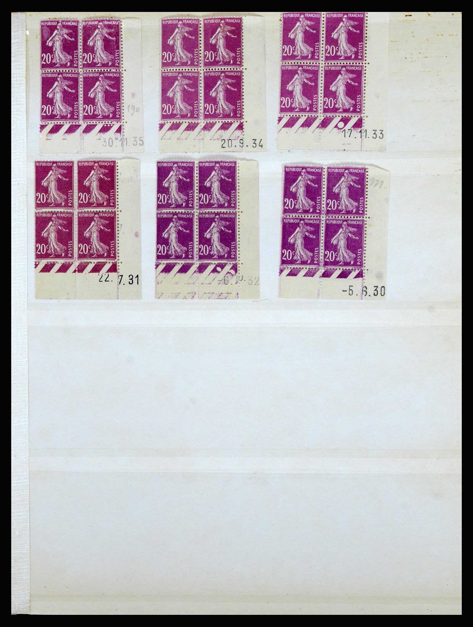 36685 031 - Postzegelverzameling 36685 France coins datés 1926-1990.