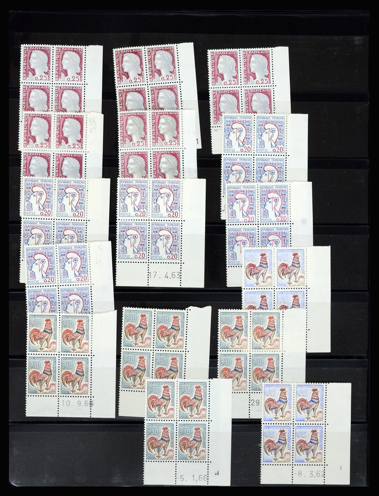 36685 040 - Postzegelverzameling 36685 France coins datés 1926-1990.