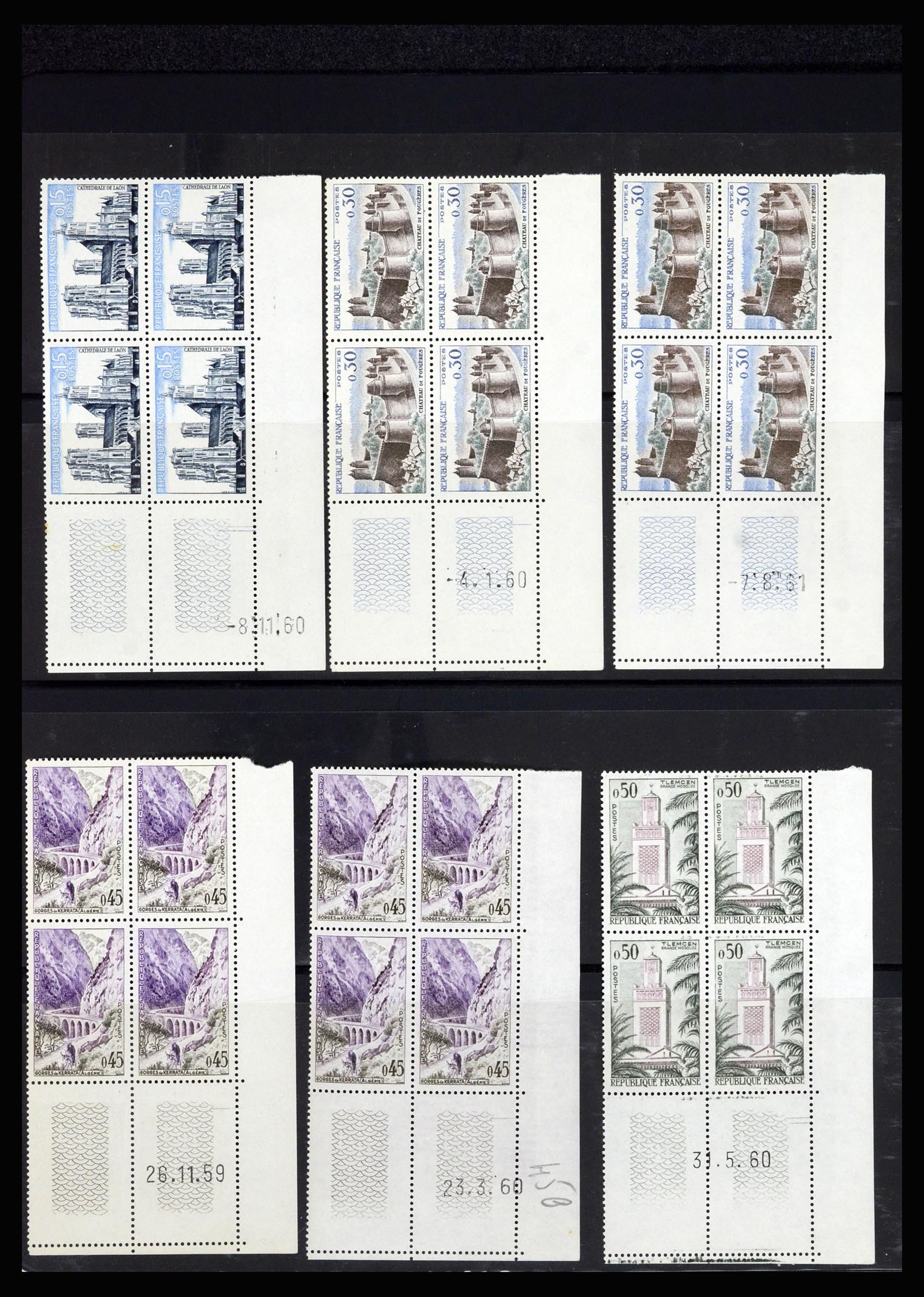 36685 065 - Postzegelverzameling 36685 France coins datés 1926-1990.