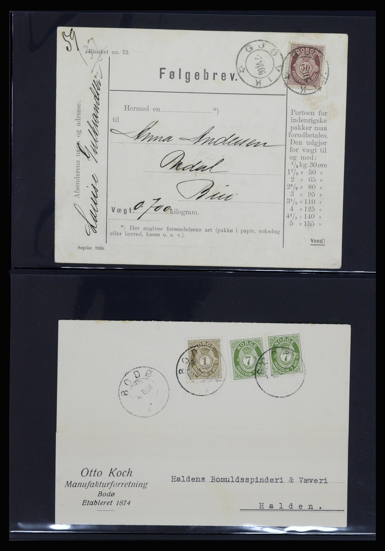 36719 003 - Postzegelverzameling 36719 Noorwegen brieven 1876-1960.