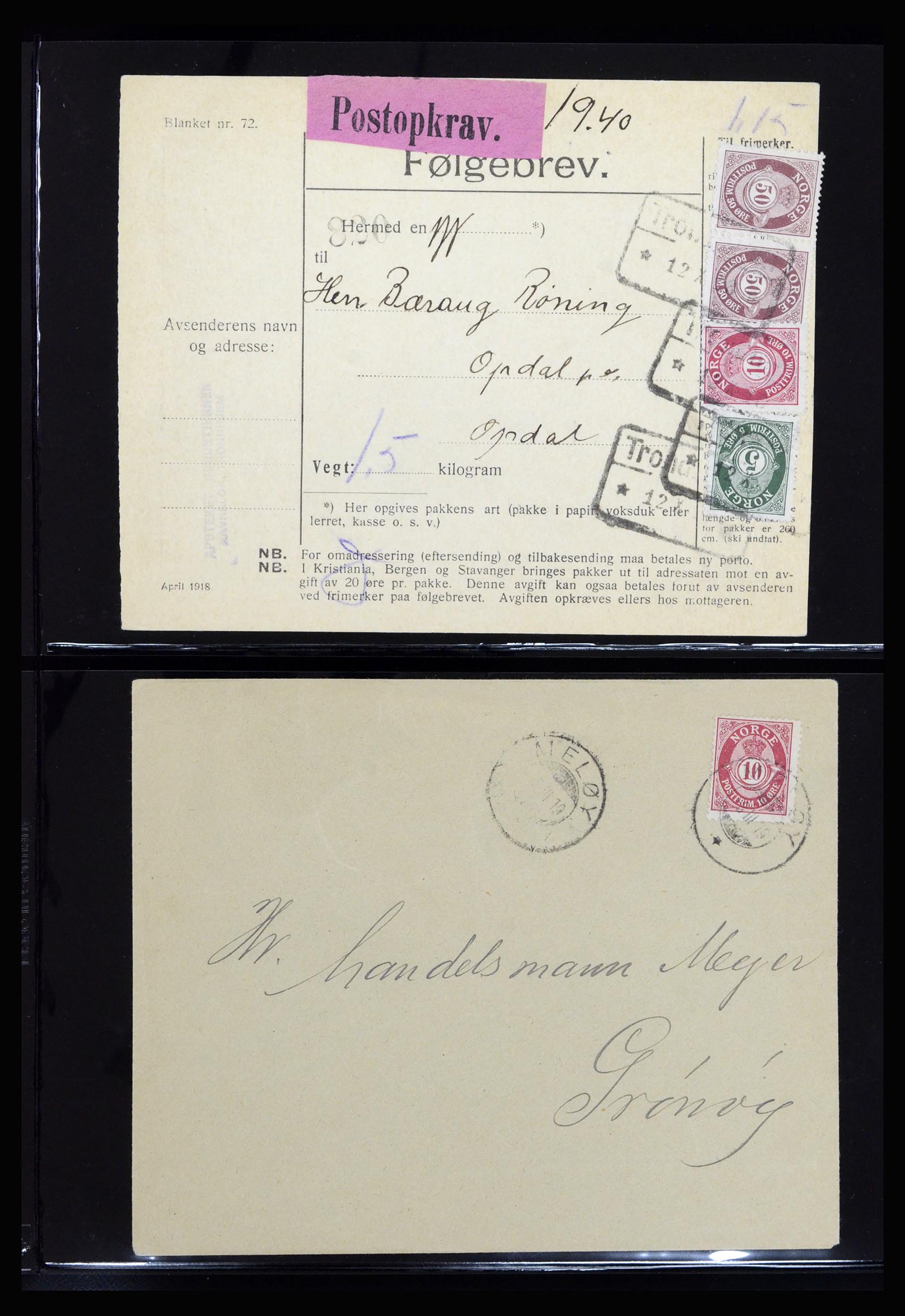 36719 005 - Postzegelverzameling 36719 Noorwegen brieven 1876-1960.
