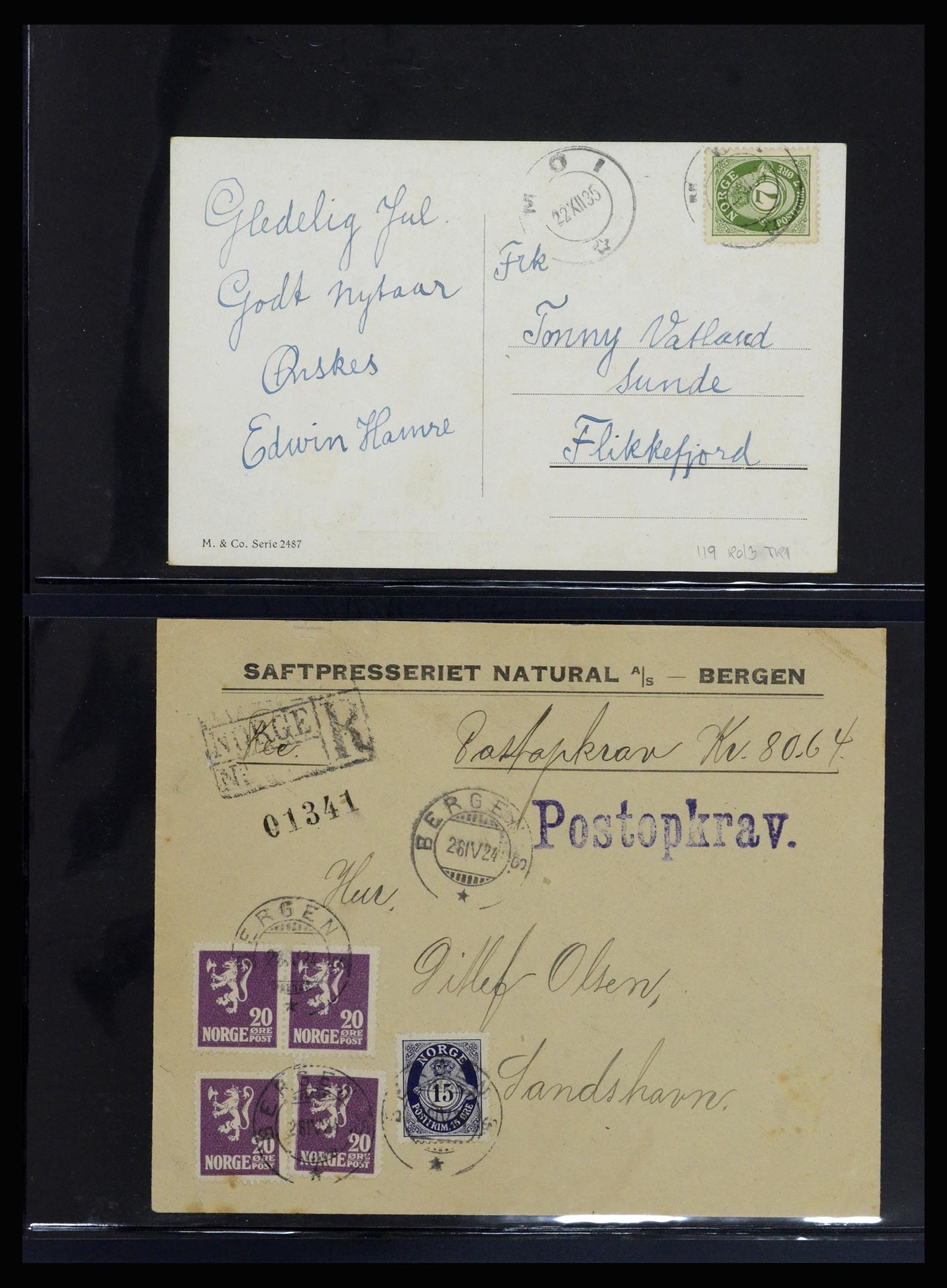 36719 009 - Postzegelverzameling 36719 Noorwegen brieven 1876-1960.
