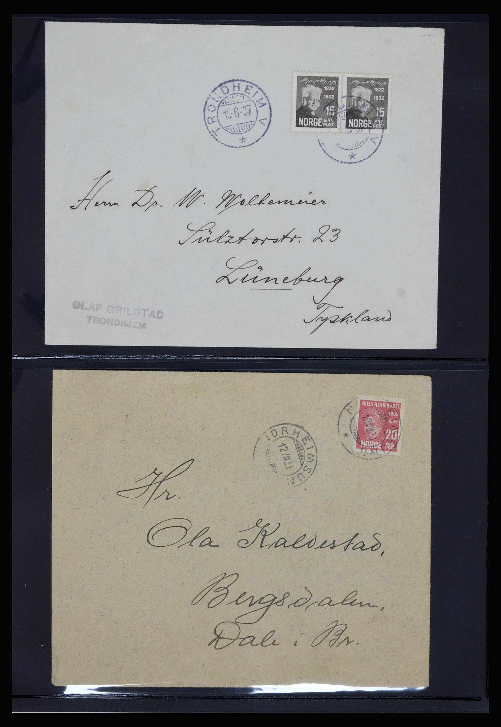 36719 014 - Postzegelverzameling 36719 Noorwegen brieven 1876-1960.