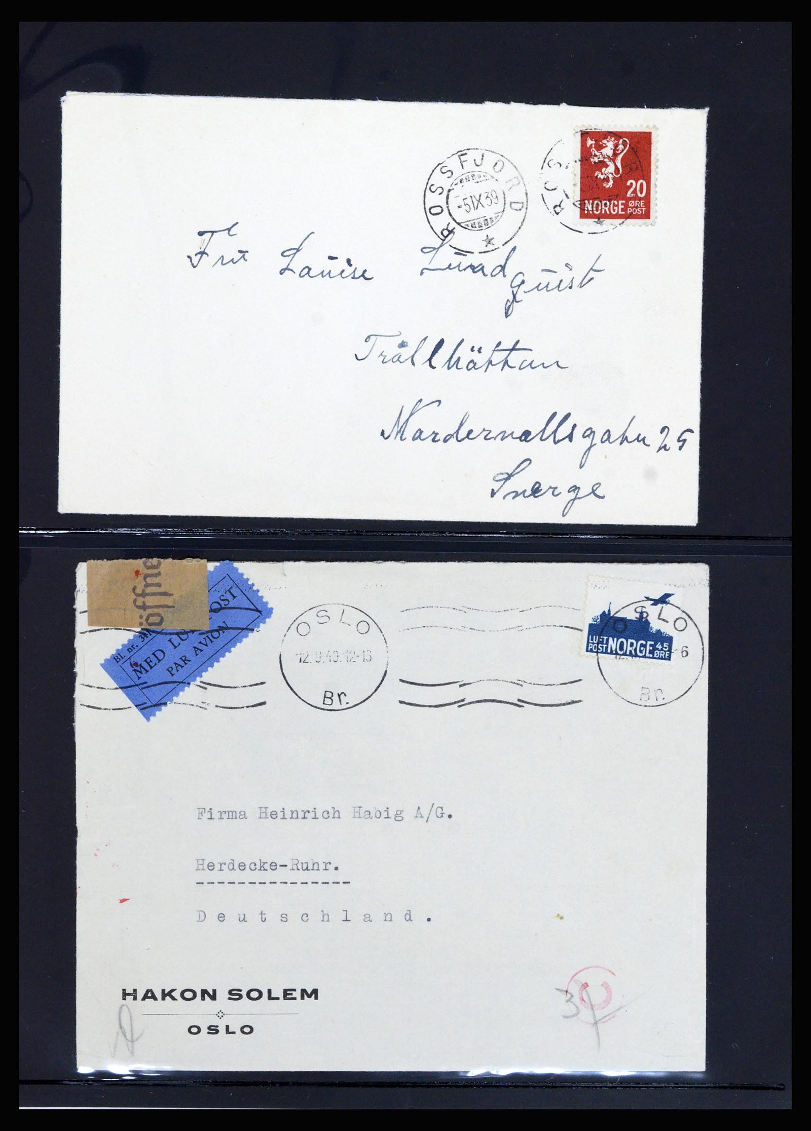 36719 016 - Postzegelverzameling 36719 Noorwegen brieven 1876-1960.