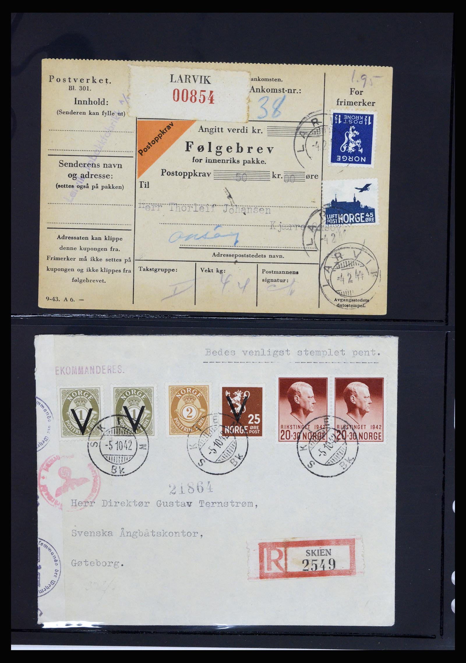 36719 018 - Postzegelverzameling 36719 Noorwegen brieven 1876-1960.