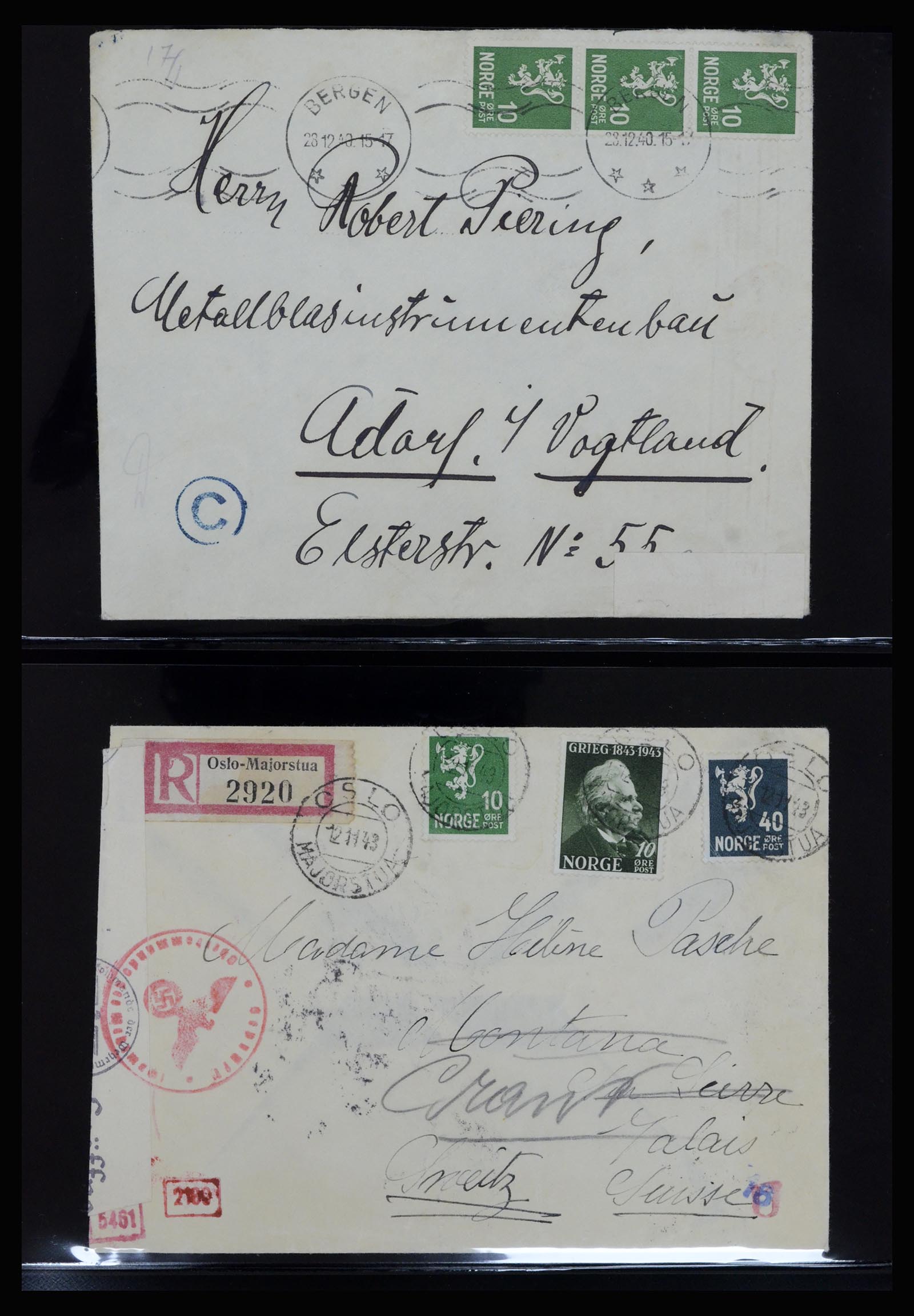 36719 021 - Postzegelverzameling 36719 Noorwegen brieven 1876-1960.