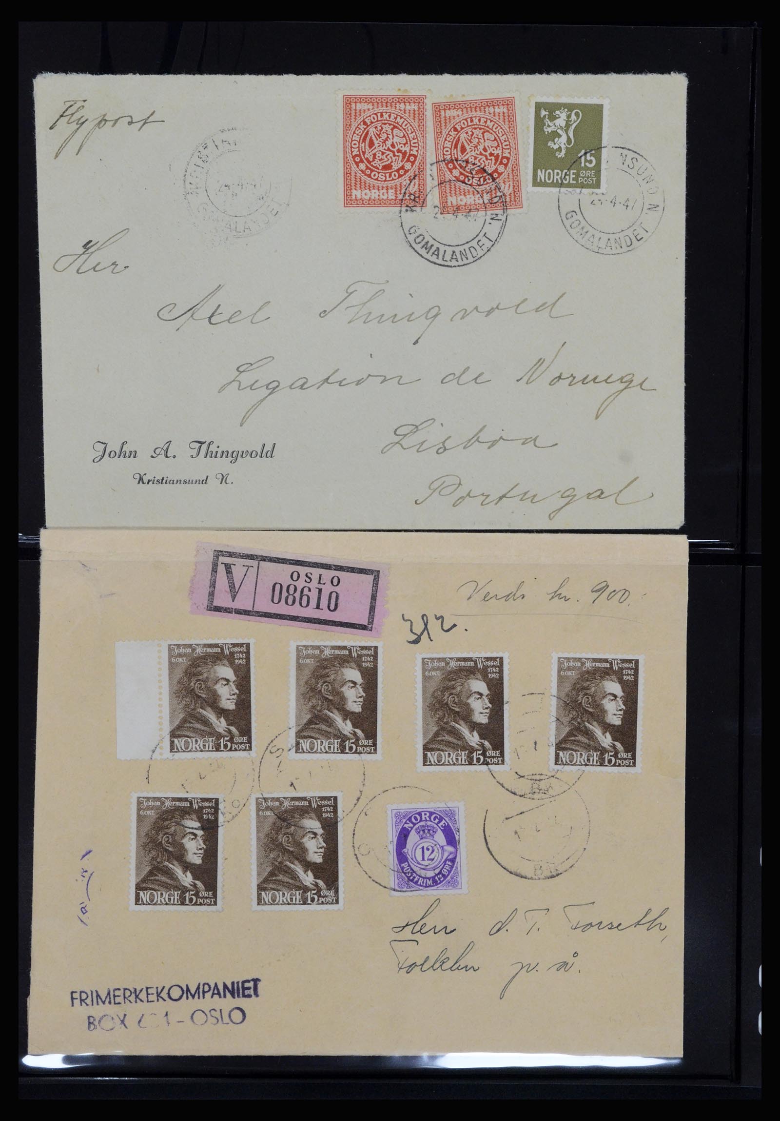 36719 022 - Postzegelverzameling 36719 Noorwegen brieven 1876-1960.