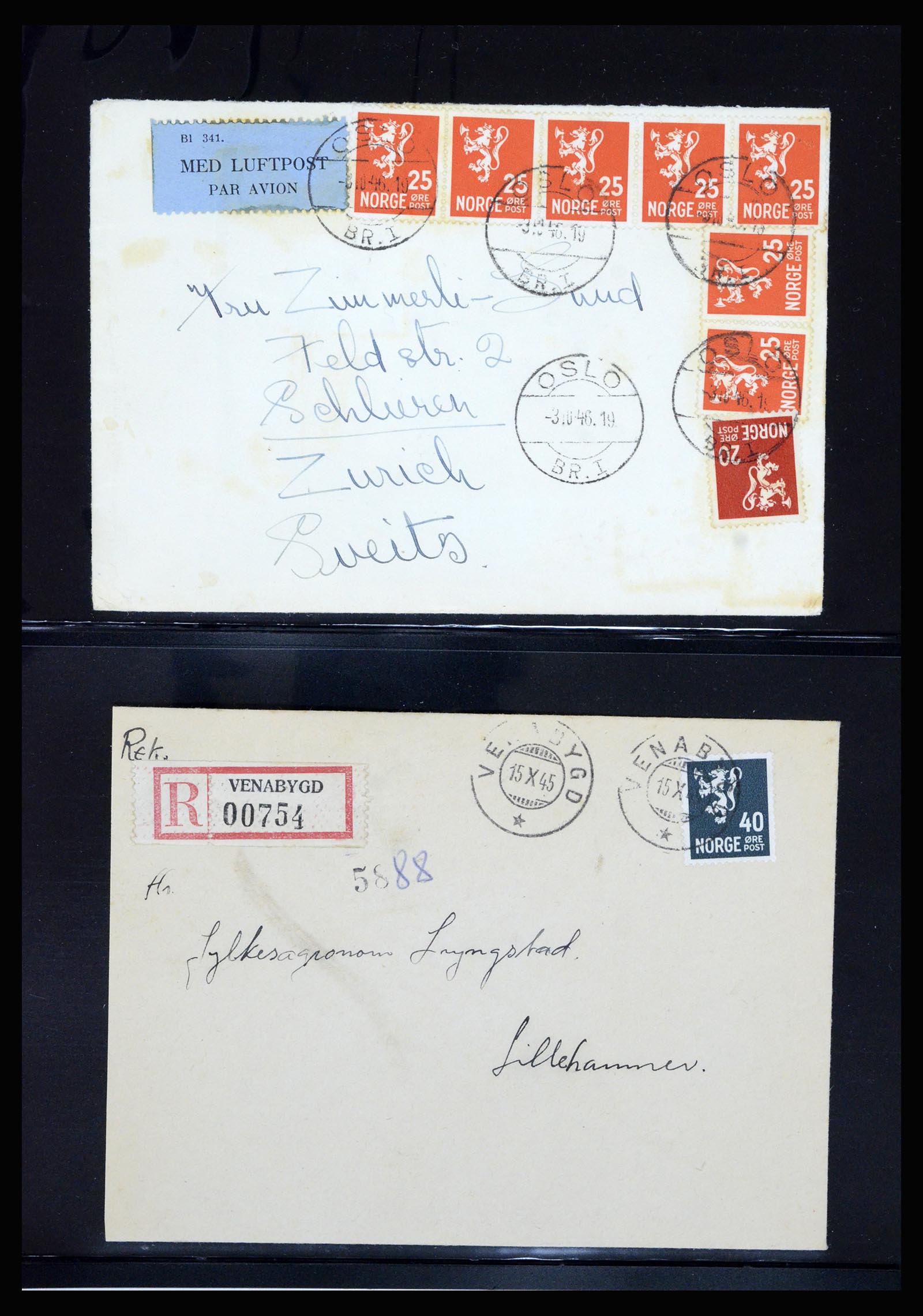 36719 024 - Postzegelverzameling 36719 Noorwegen brieven 1876-1960.