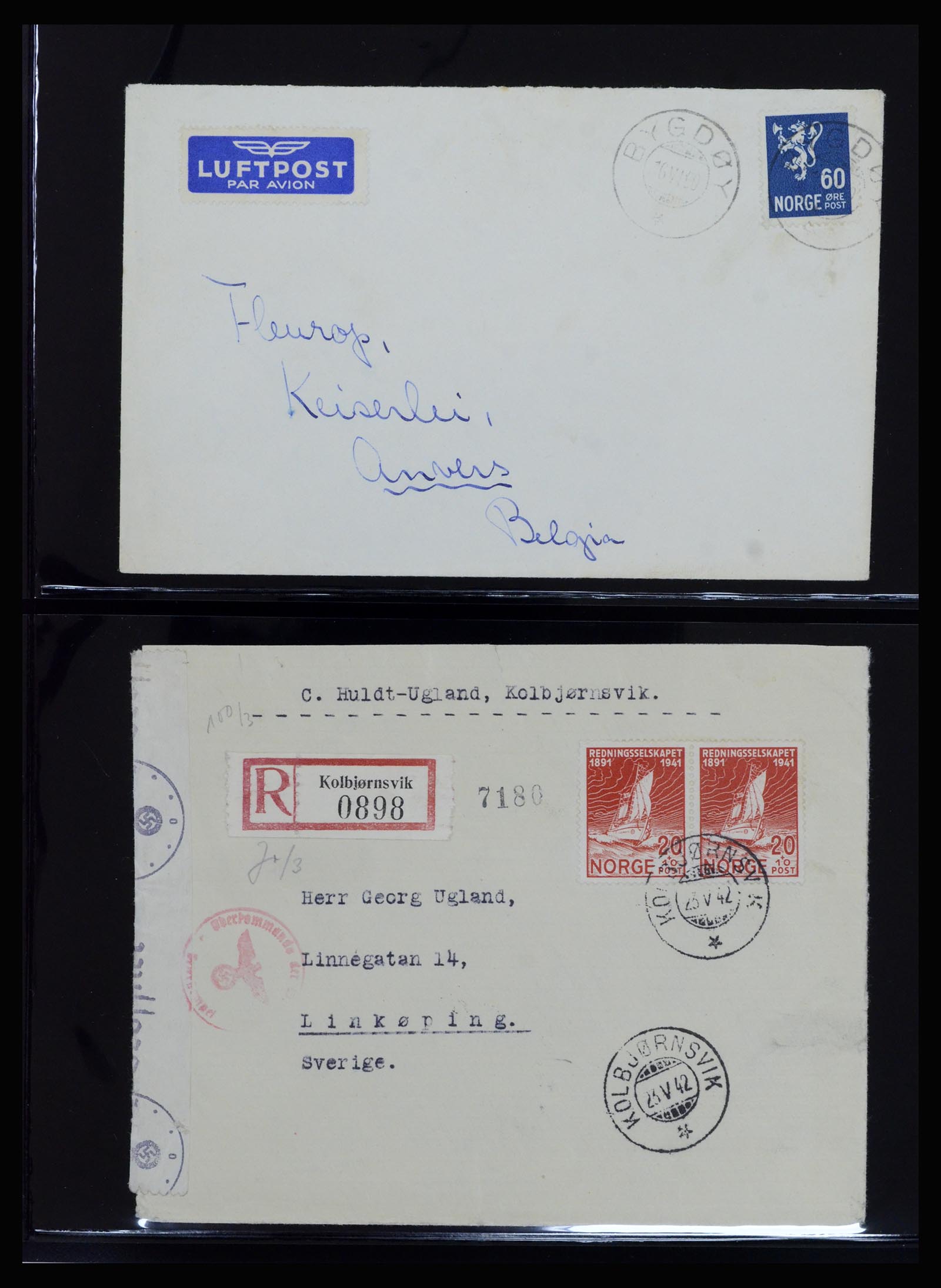36719 025 - Postzegelverzameling 36719 Noorwegen brieven 1876-1960.