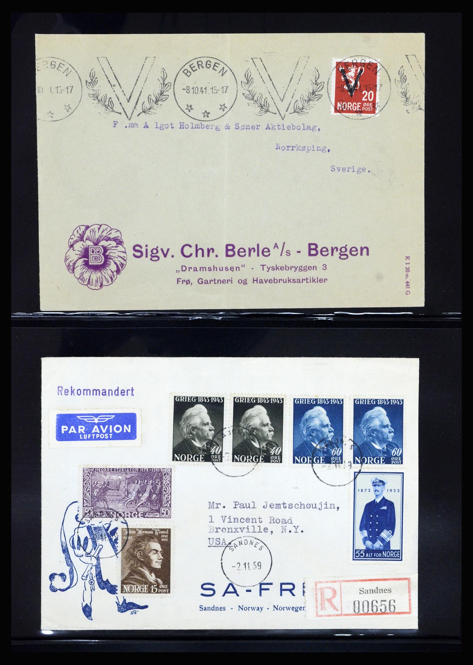 36719 026 - Stamp collection 36719 Norway covers 1876-1960.
