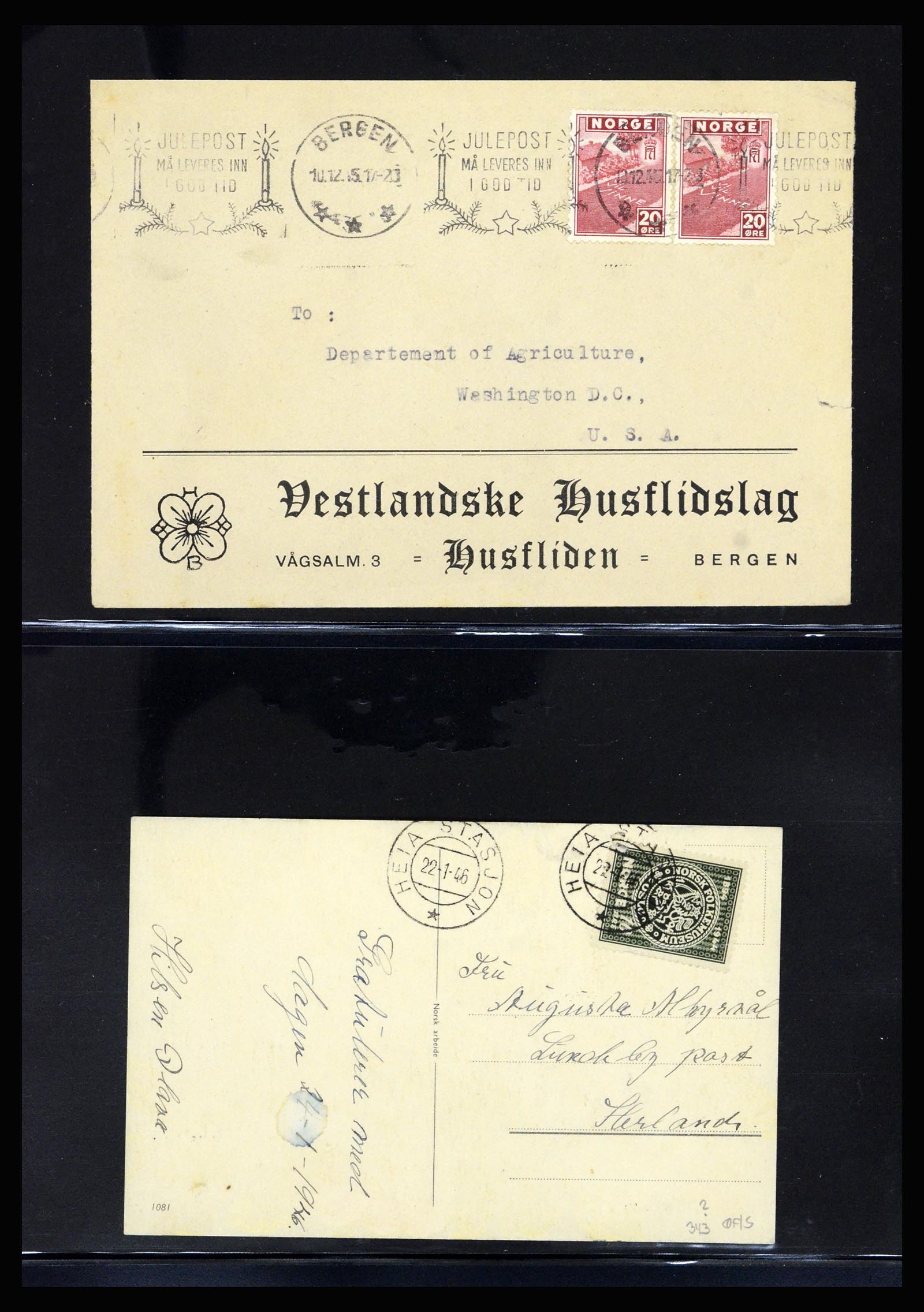 36719 028 - Postzegelverzameling 36719 Noorwegen brieven 1876-1960.