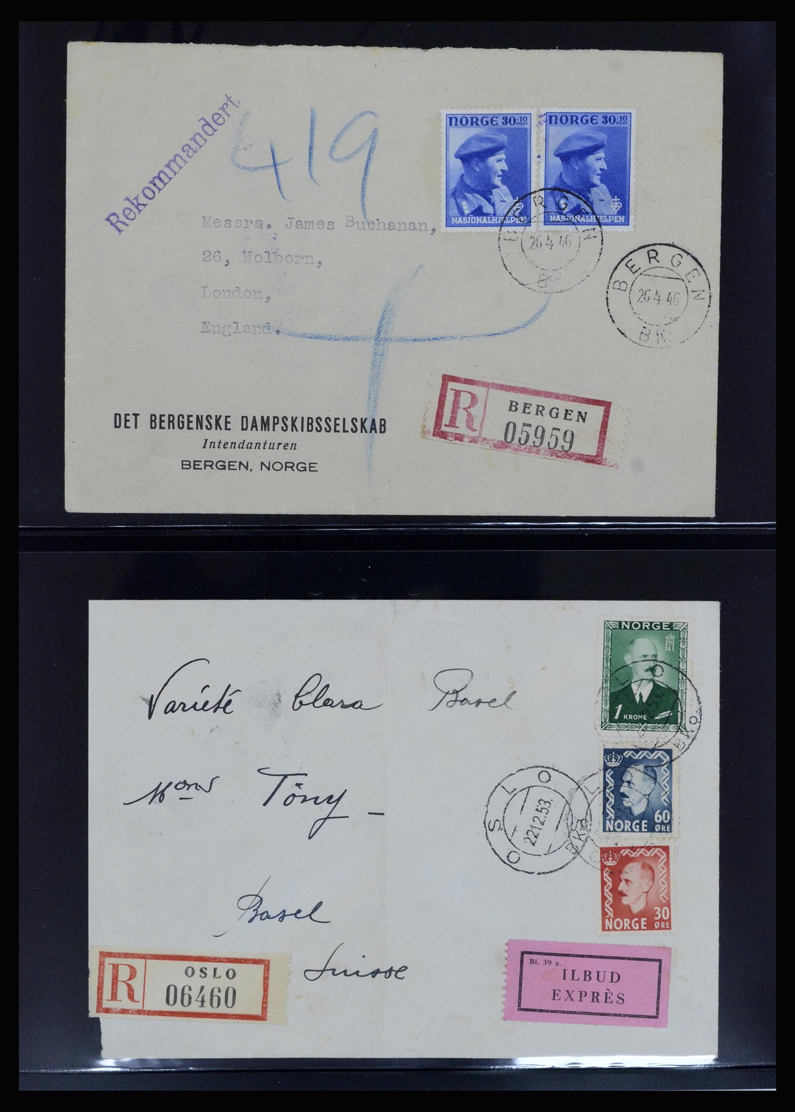 36719 029 - Postzegelverzameling 36719 Noorwegen brieven 1876-1960.