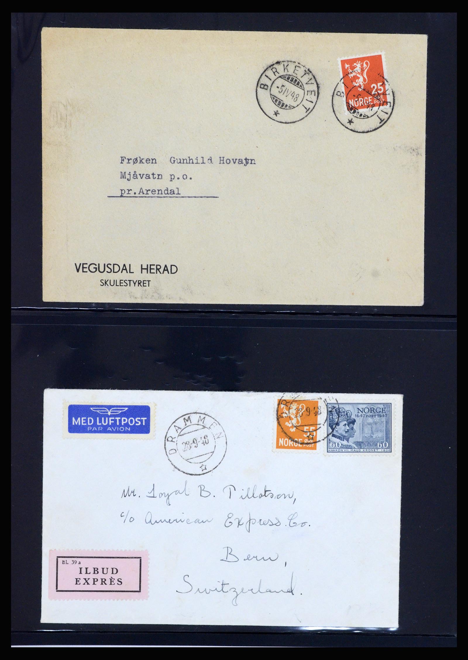 36719 030 - Postzegelverzameling 36719 Noorwegen brieven 1876-1960.