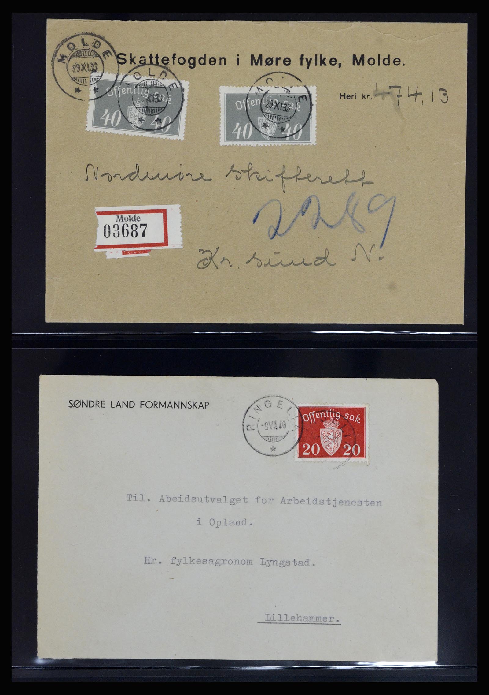 36719 039 - Postzegelverzameling 36719 Noorwegen brieven 1876-1960.