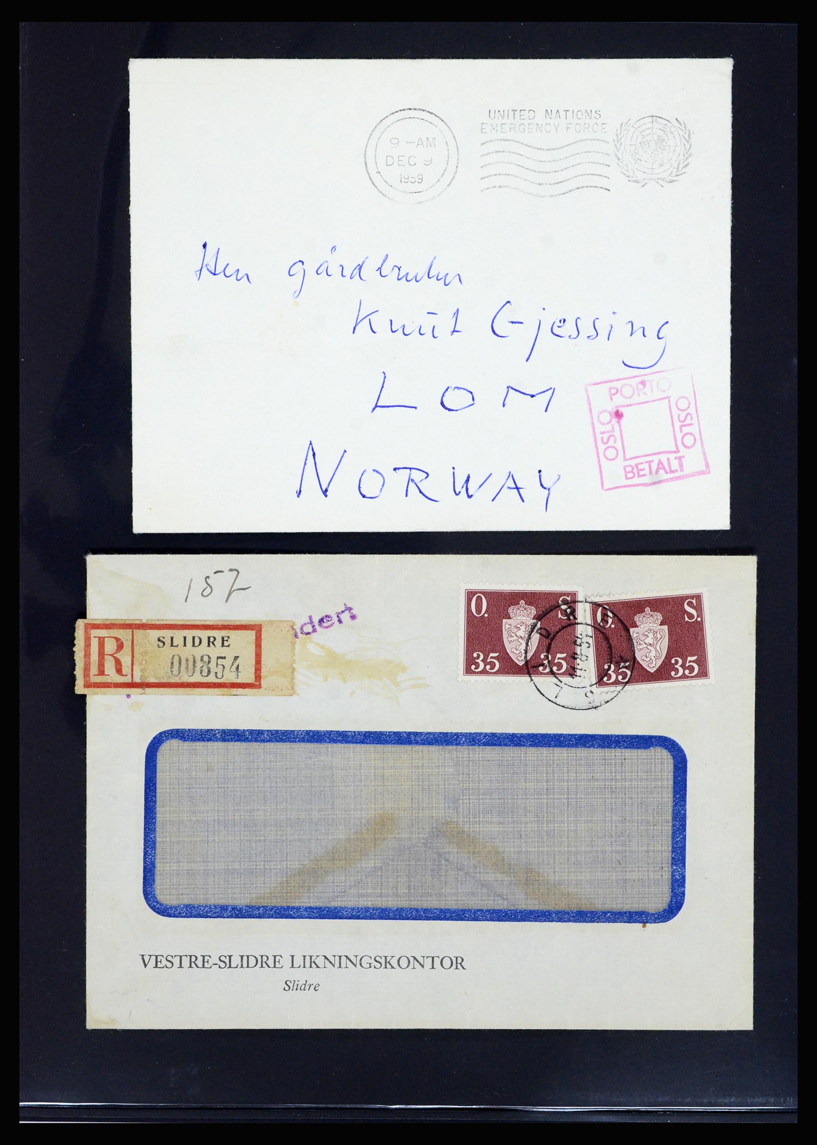 36719 041 - Postzegelverzameling 36719 Noorwegen brieven 1876-1960.