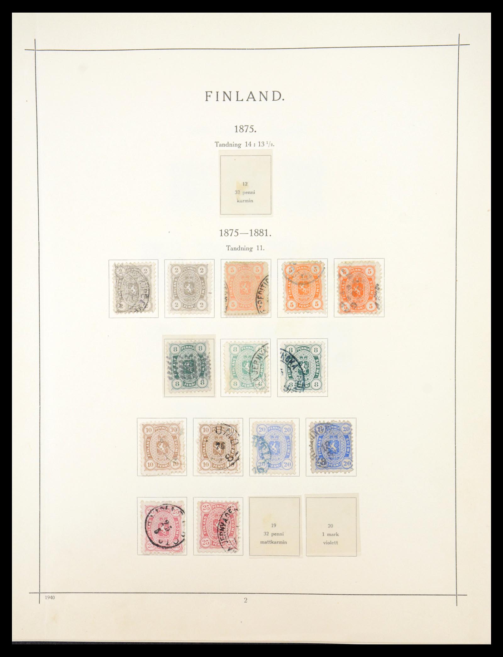 36724 001 - Postzegelverzameling 36724 Finland 1875-1952.