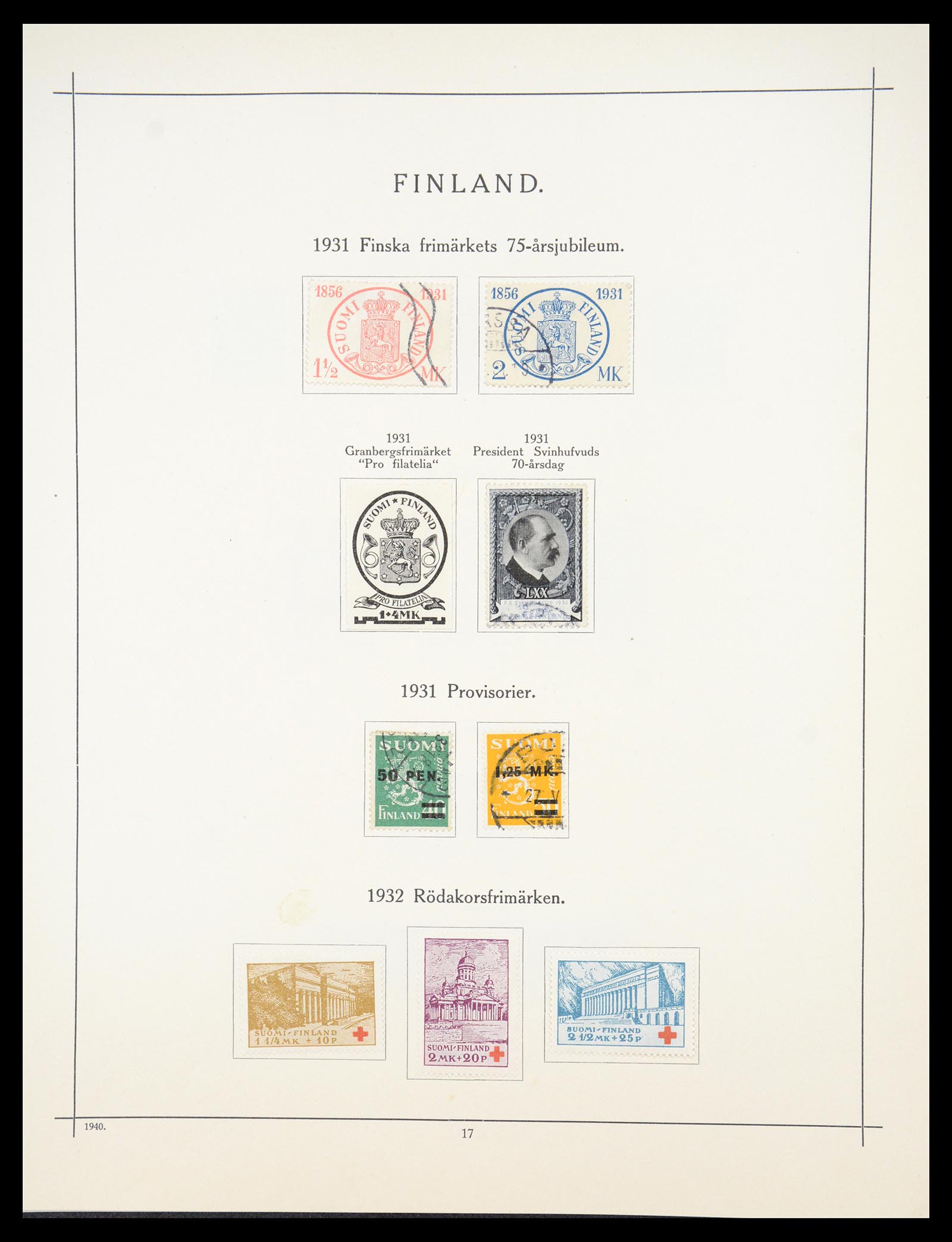 36724 013 - Postzegelverzameling 36724 Finland 1875-1952.
