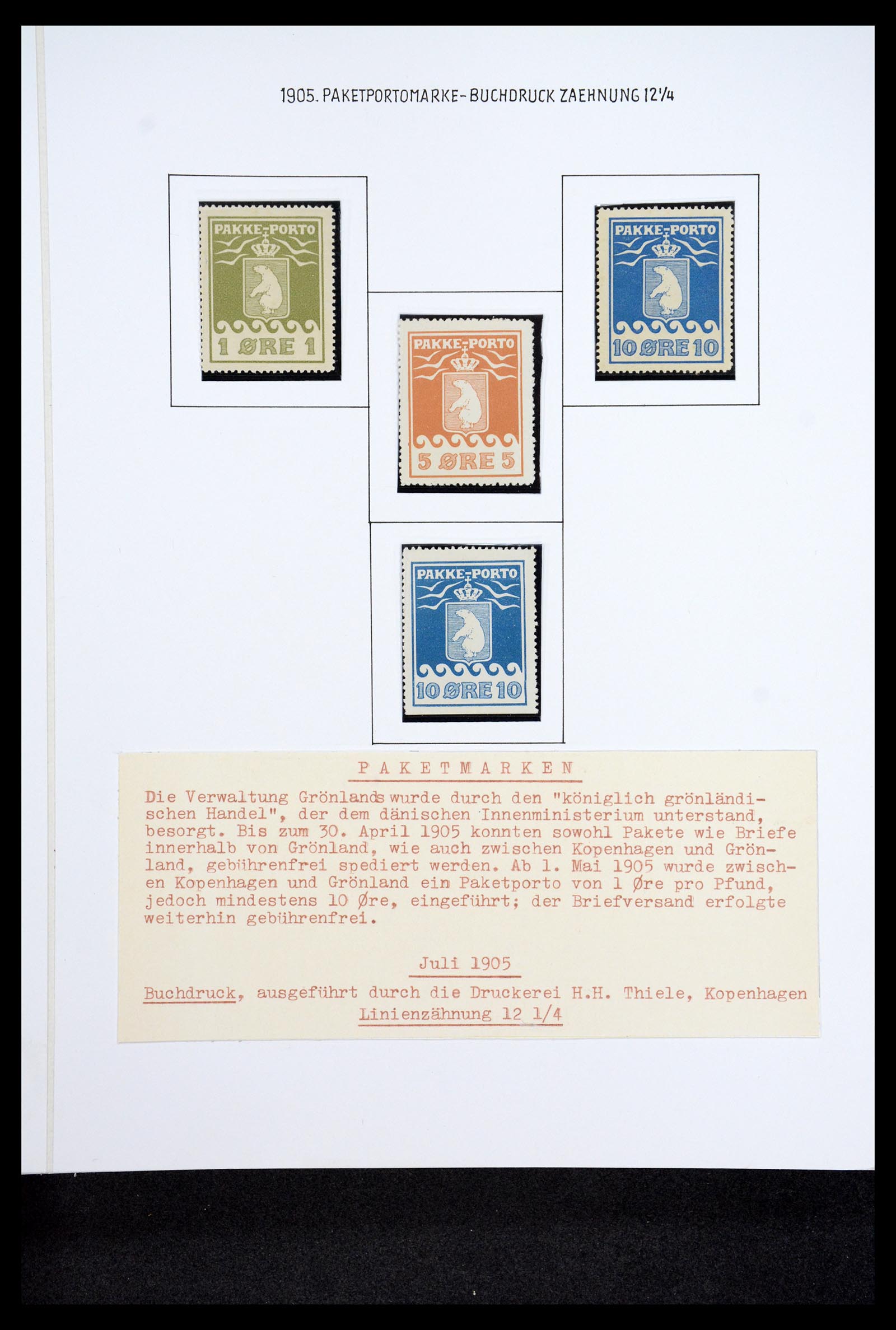 36748 001 - Postzegelverzameling 36748 Groenland pakke-porto 1905-1930.
