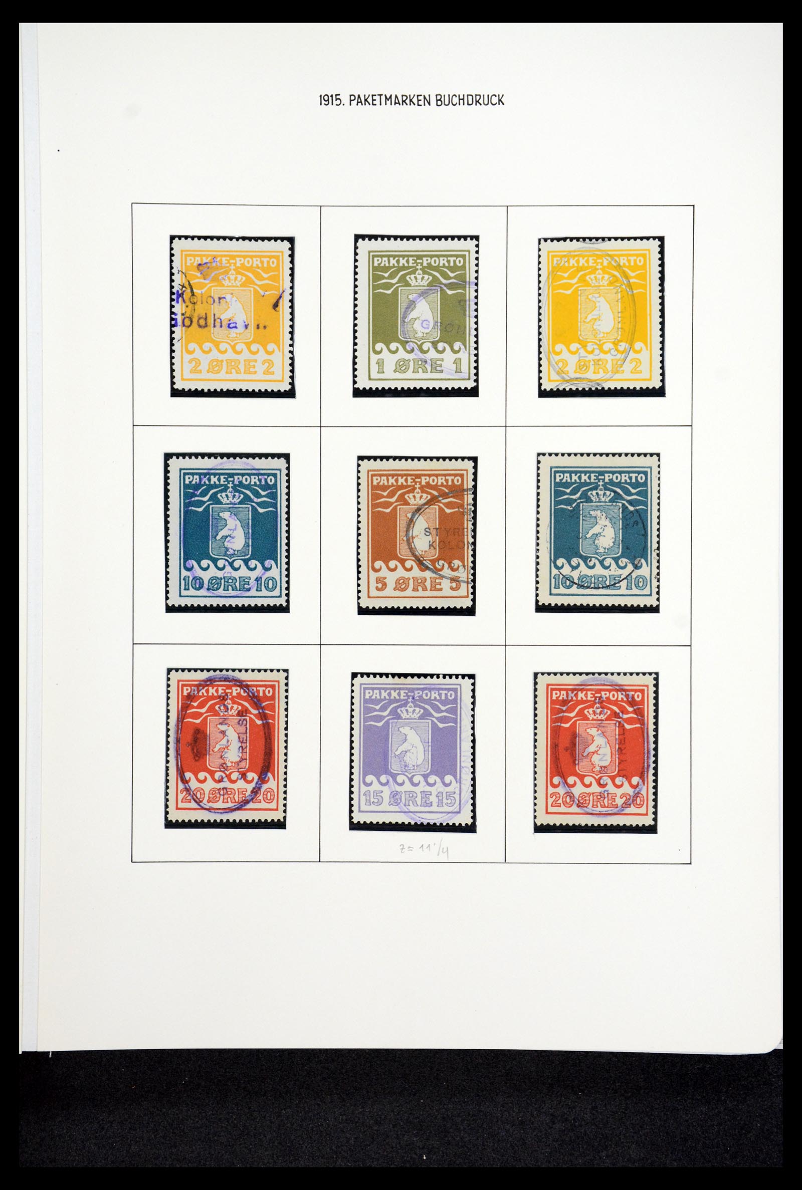 36748 003 - Postzegelverzameling 36748 Groenland pakke-porto 1905-1930.