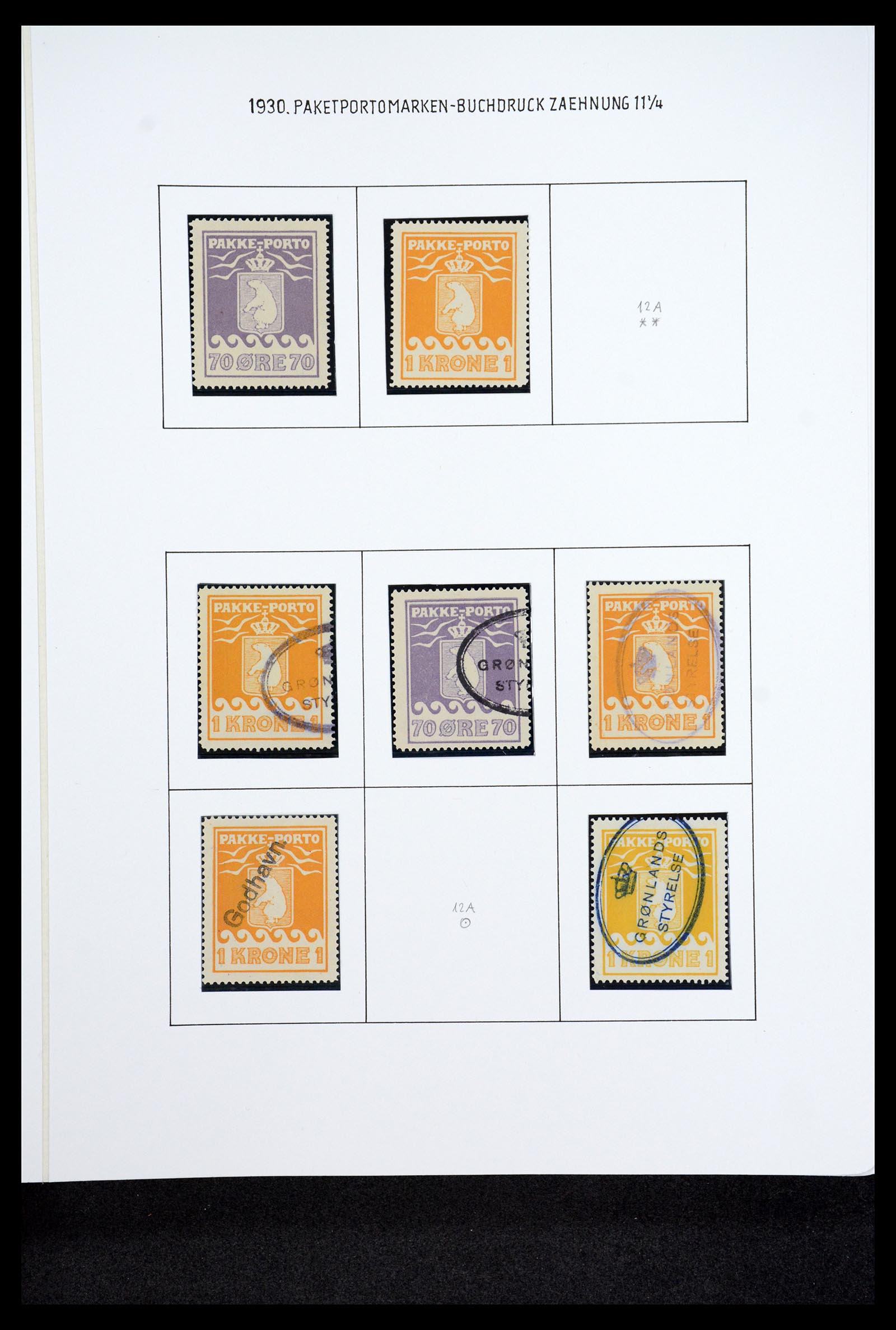 36748 005 - Postzegelverzameling 36748 Groenland pakke-porto 1905-1930.