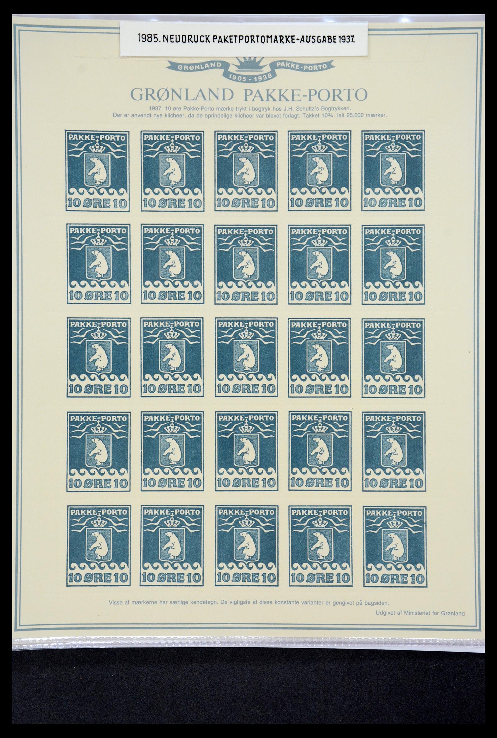 36748 021 - Postzegelverzameling 36748 Groenland pakke-porto 1905-1930.