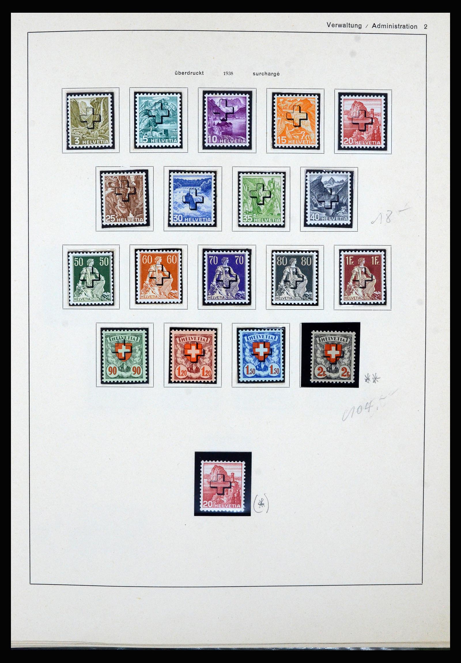 36754 001 - Postzegelverzameling 36754 Zwitserland dienst 1938-1975.