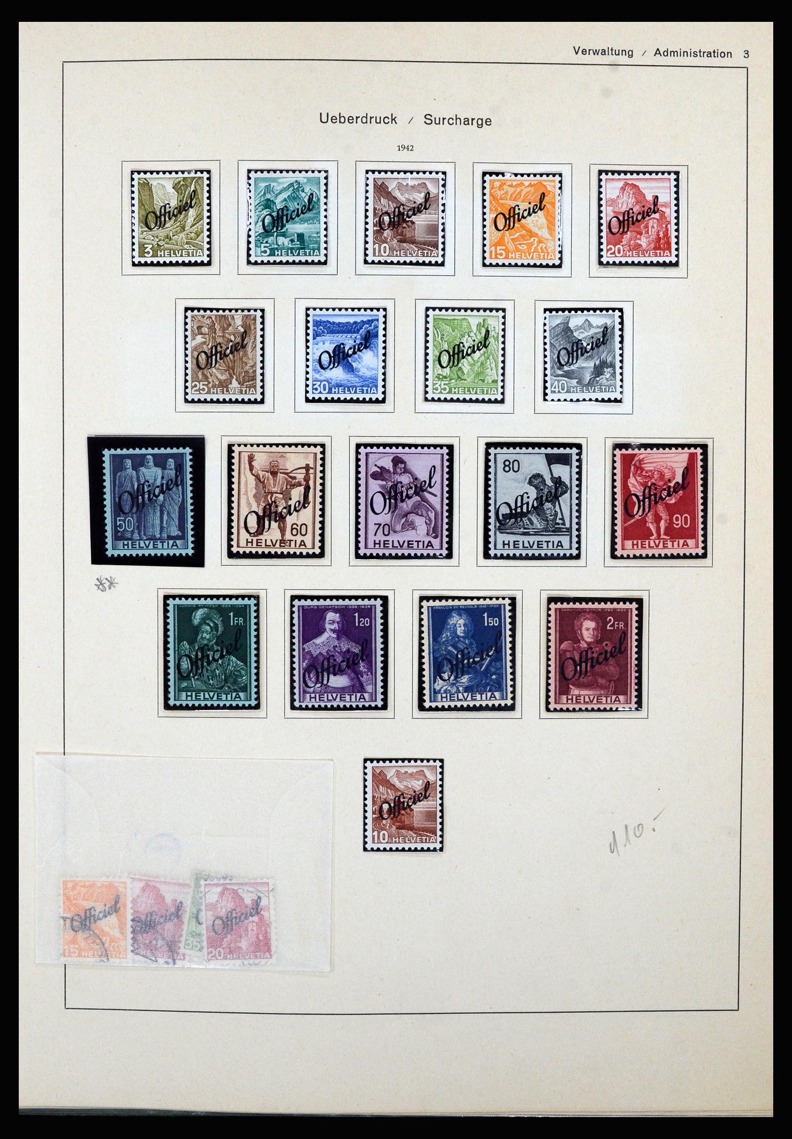 36754 002 - Postzegelverzameling 36754 Zwitserland dienst 1938-1975.