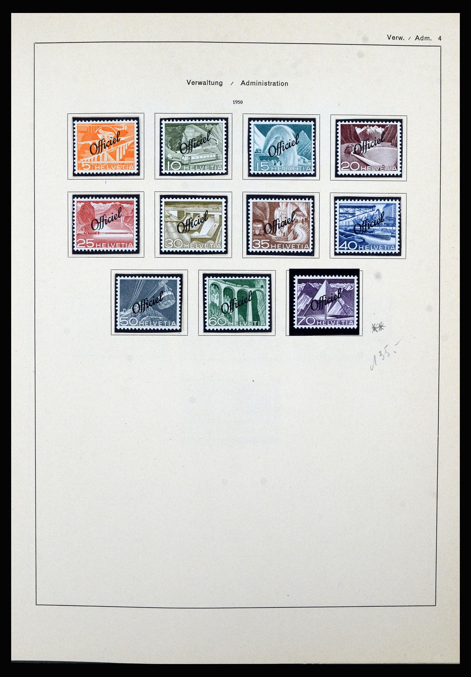 36754 003 - Postzegelverzameling 36754 Zwitserland dienst 1938-1975.