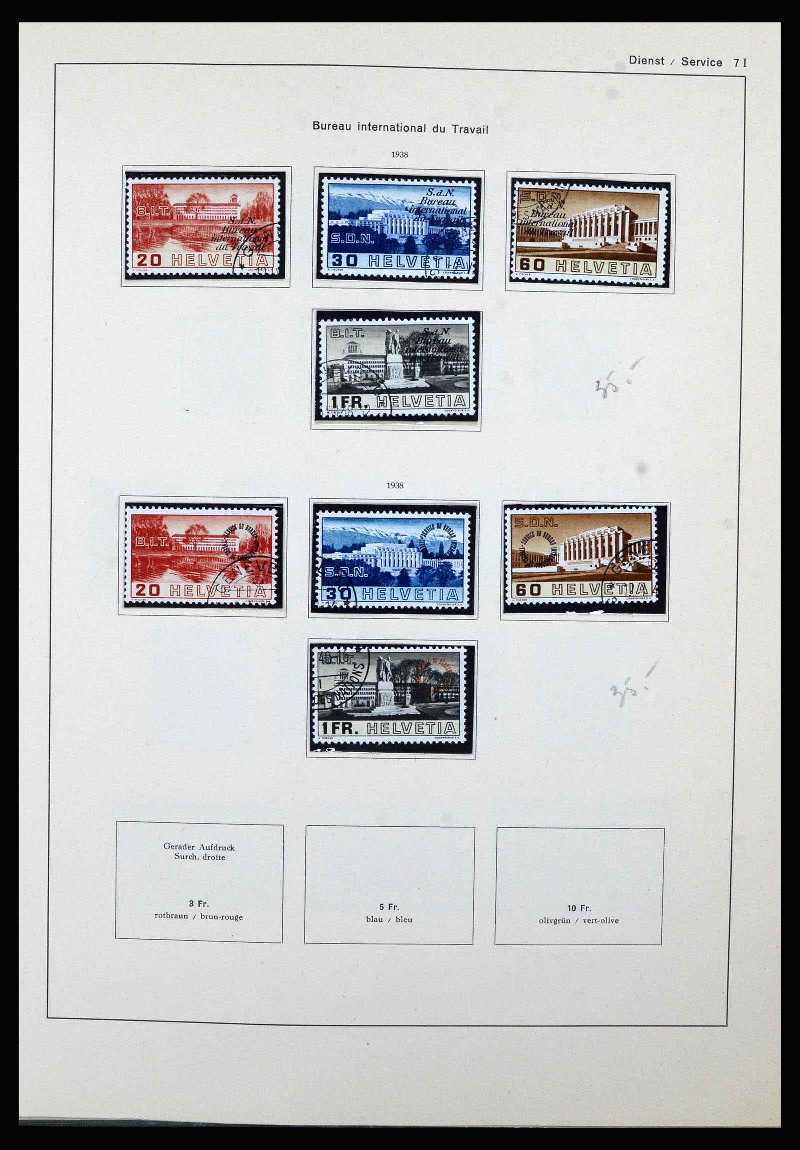 36754 004 - Postzegelverzameling 36754 Zwitserland dienst 1938-1975.