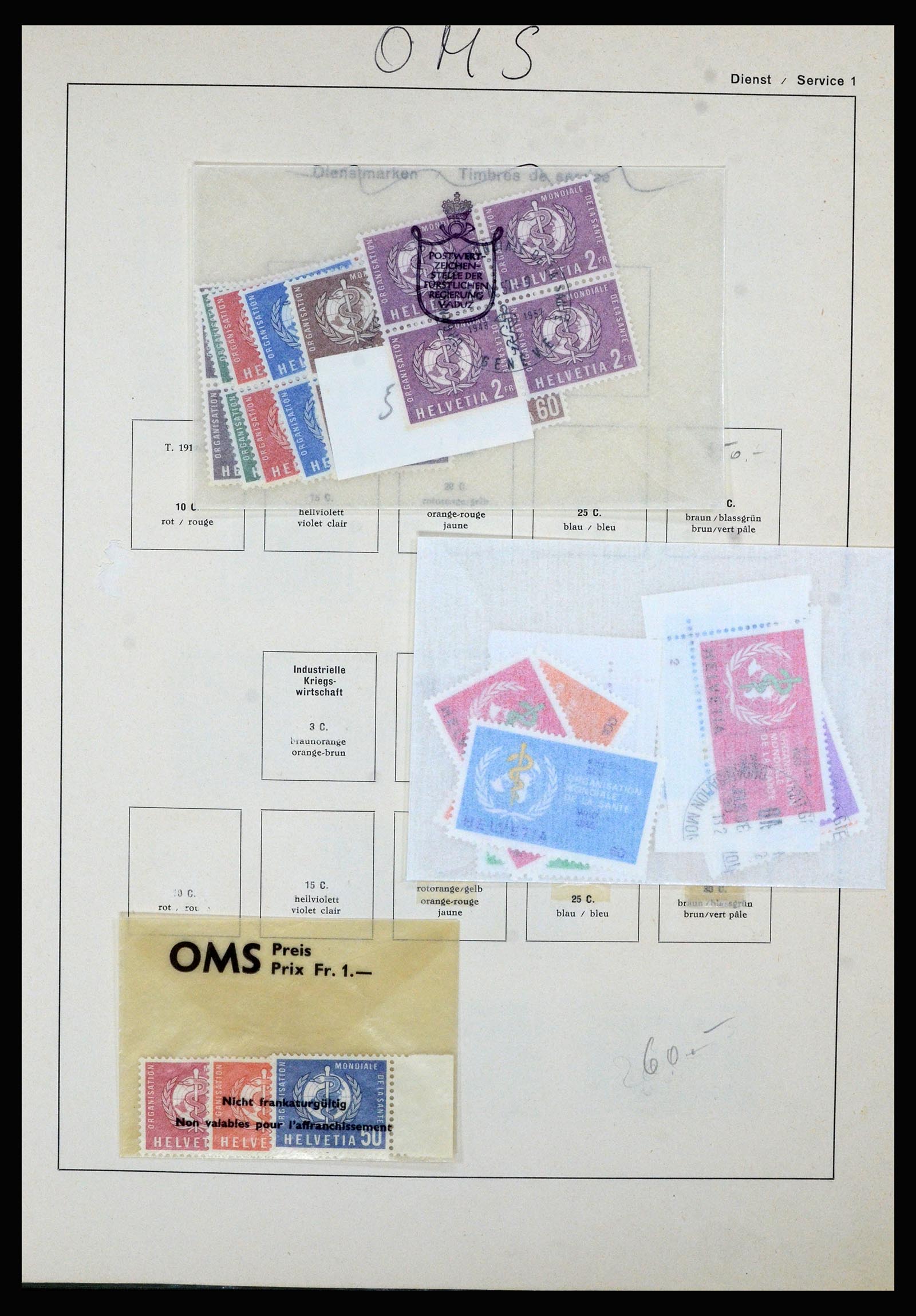 36754 012 - Postzegelverzameling 36754 Zwitserland dienst 1938-1975.