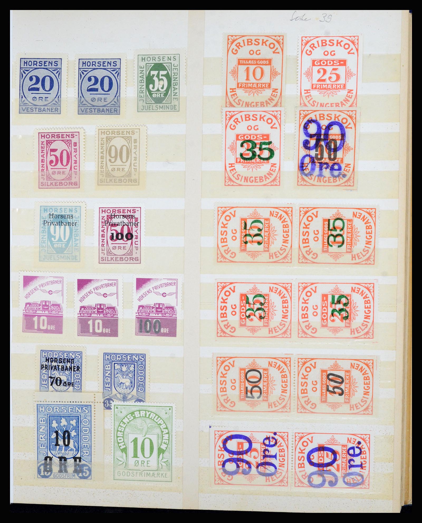 36767 009 - Postzegelverzameling 36767 Denemarken spoorwegzegels.