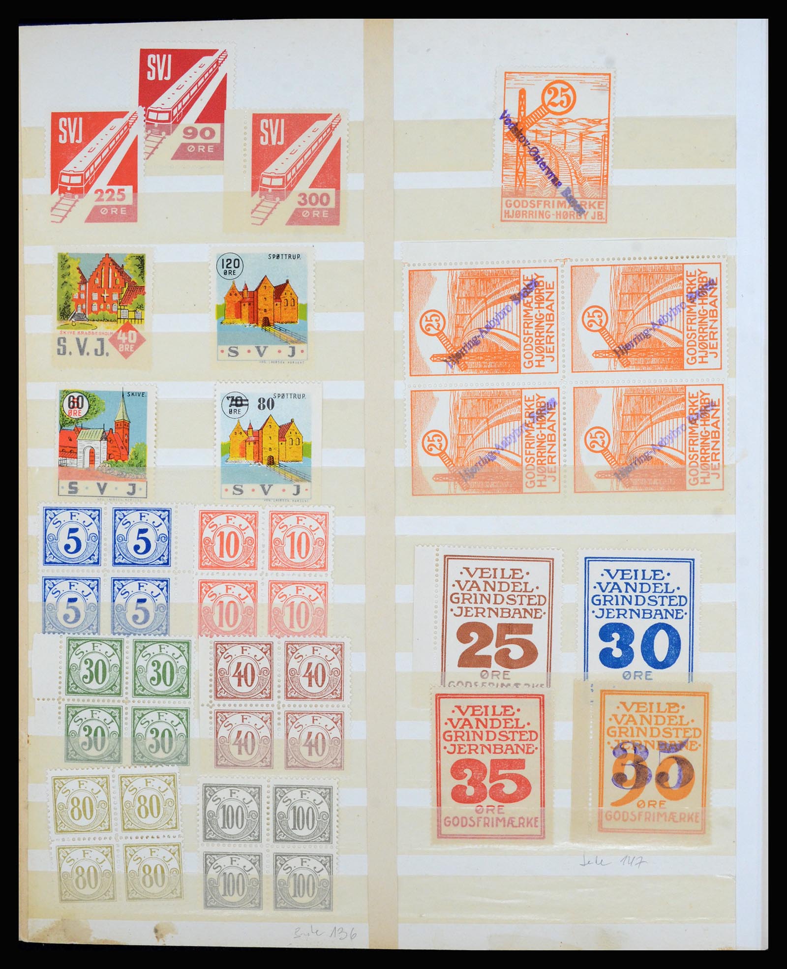 36767 018 - Postzegelverzameling 36767 Denemarken spoorwegzegels.
