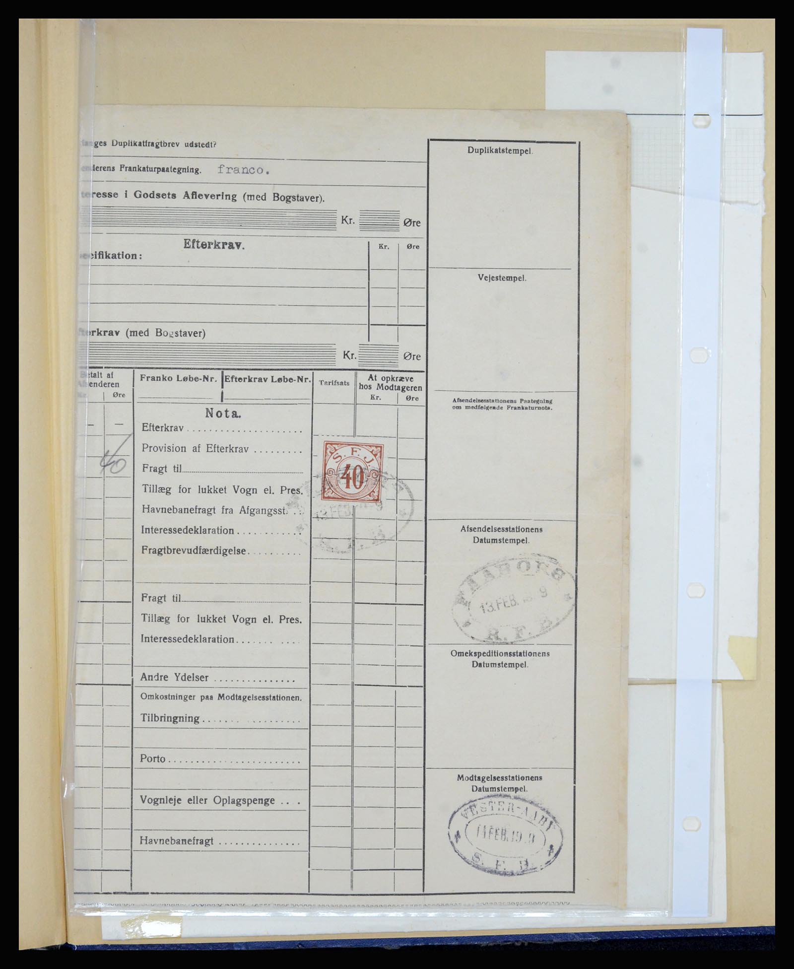 36767 021 - Postzegelverzameling 36767 Denemarken spoorwegzegels.