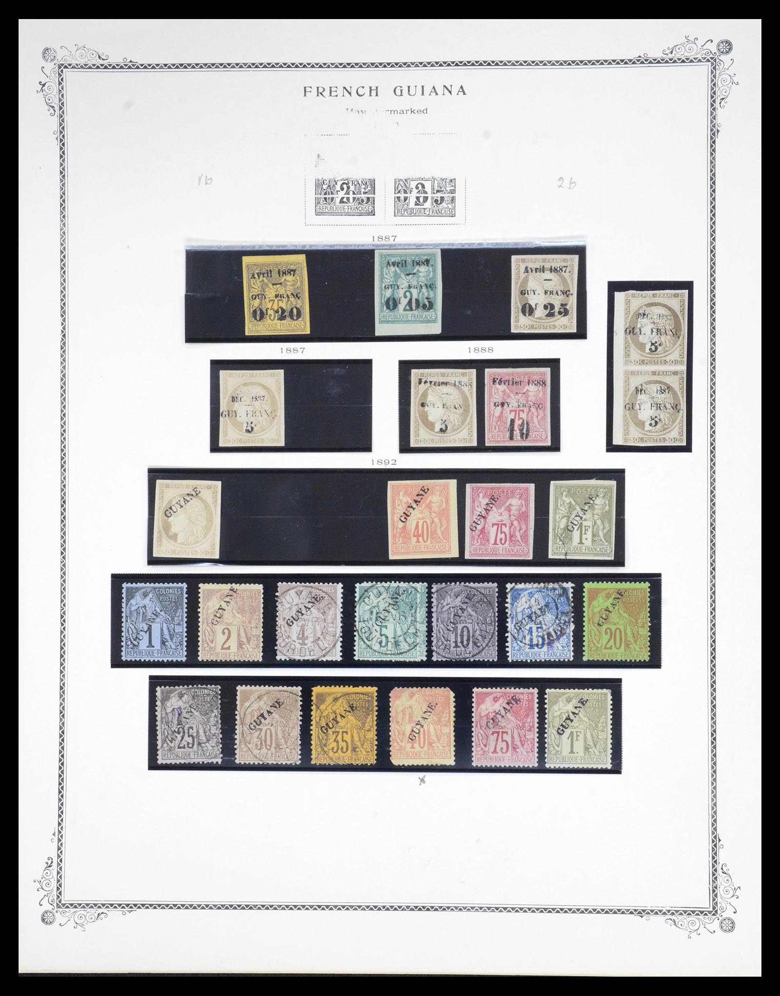 36774 001 - Postzegelverzameling 36774 Frans Guyana 1887-1947.