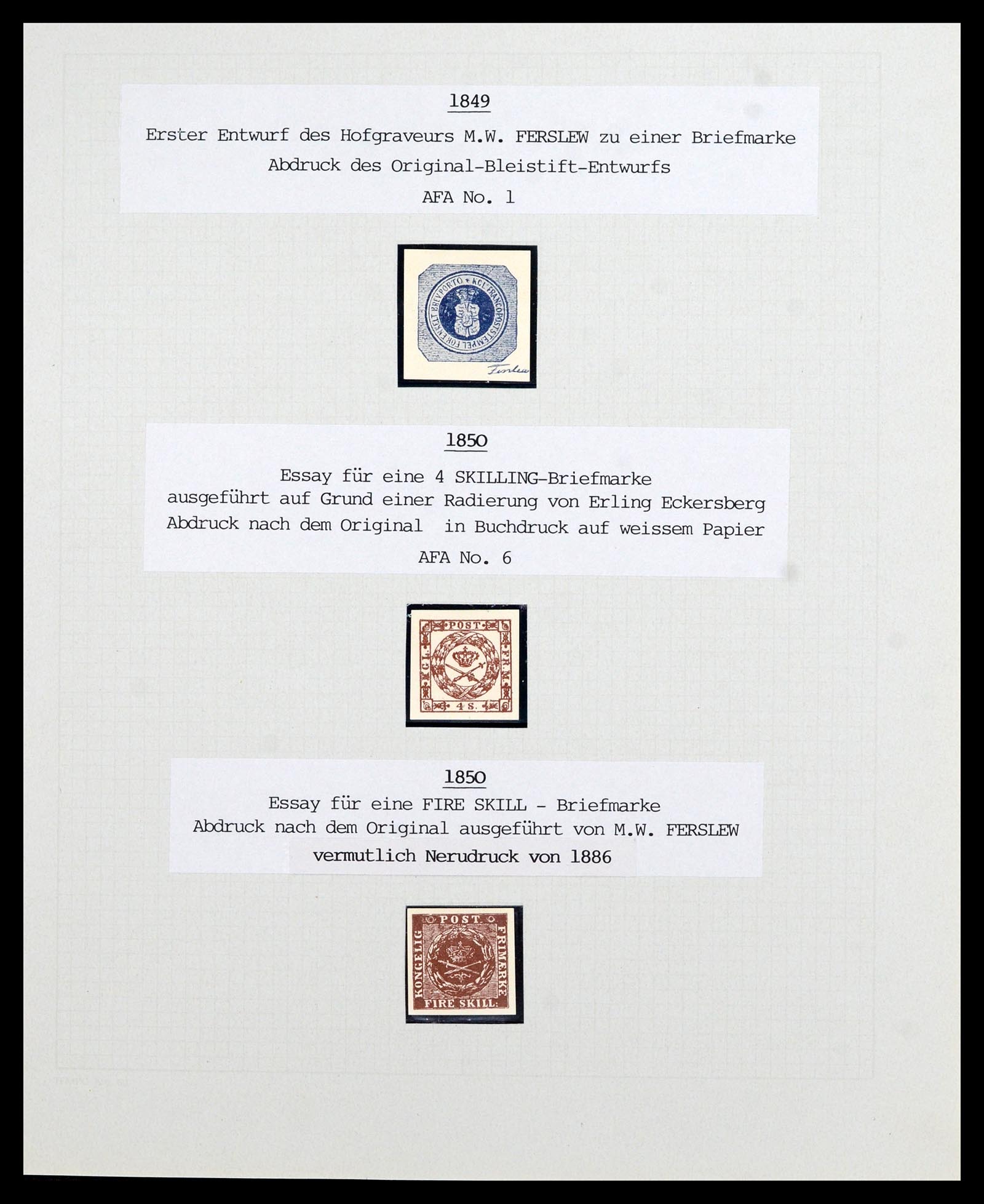 36780 001 - Postzegelverzameling 36780 Denemarken proeven en essays 1849-1961.