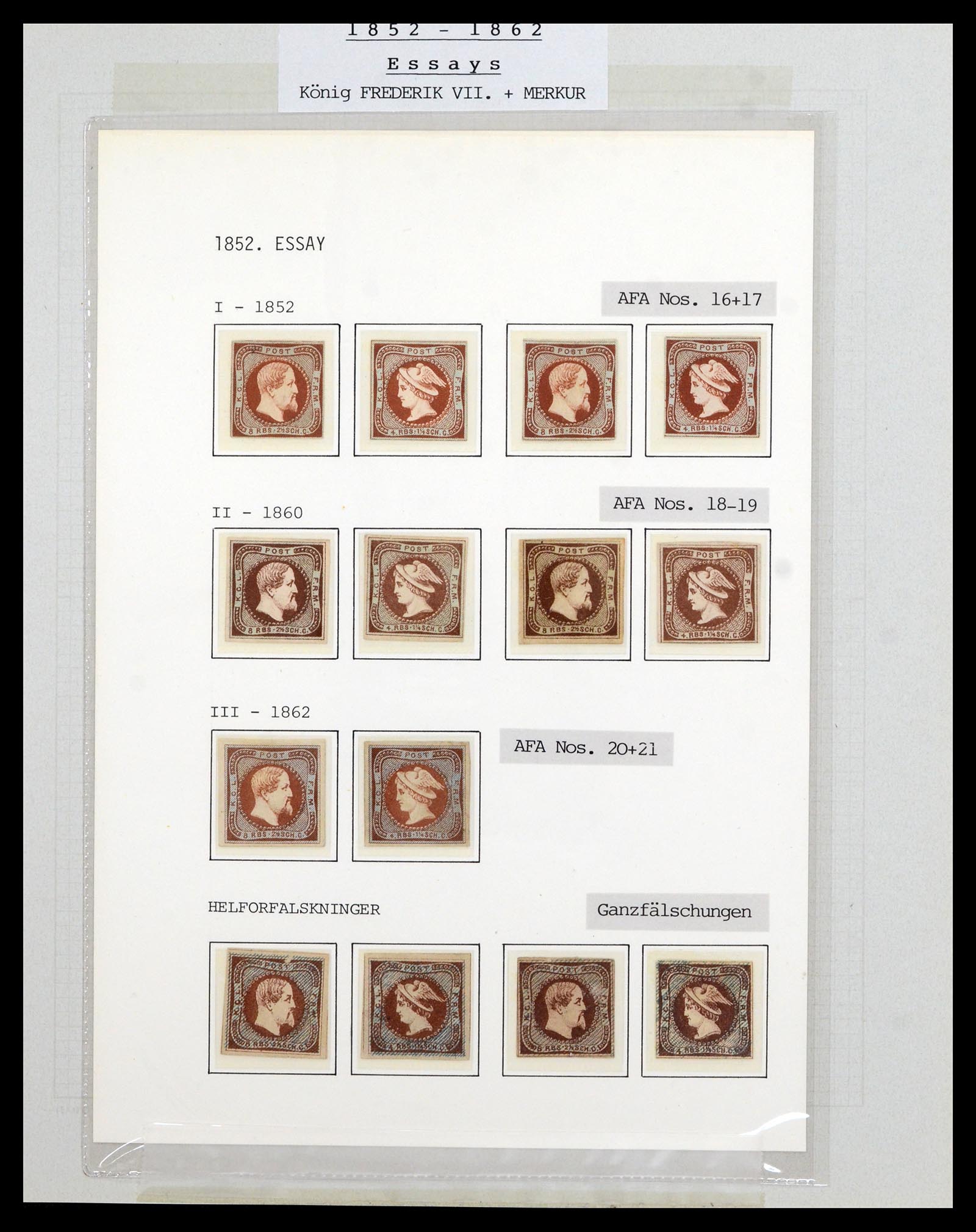 36780 003 - Postzegelverzameling 36780 Denemarken proeven en essays 1849-1961.