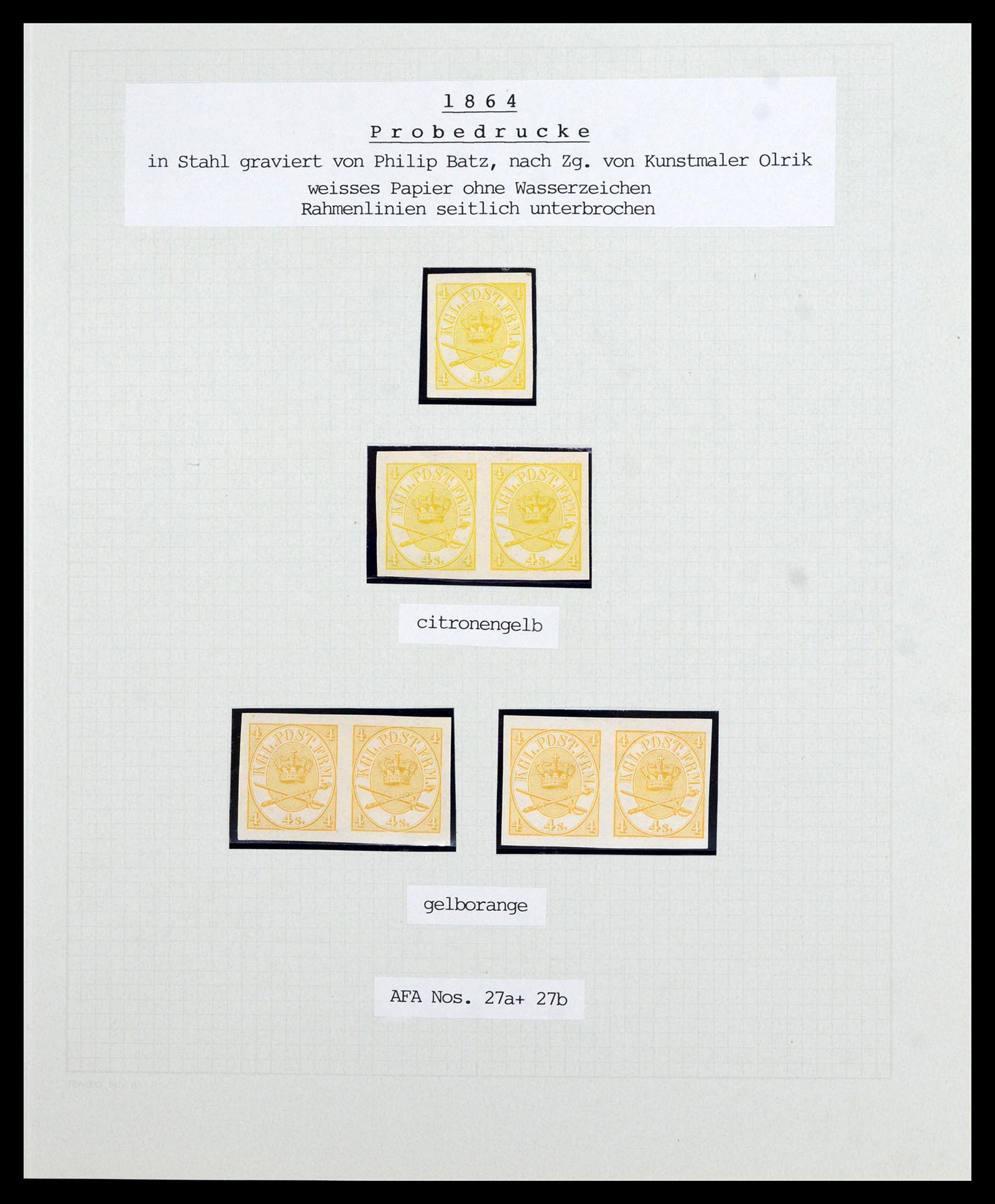 36780 005 - Postzegelverzameling 36780 Denemarken proeven en essays 1849-1961.