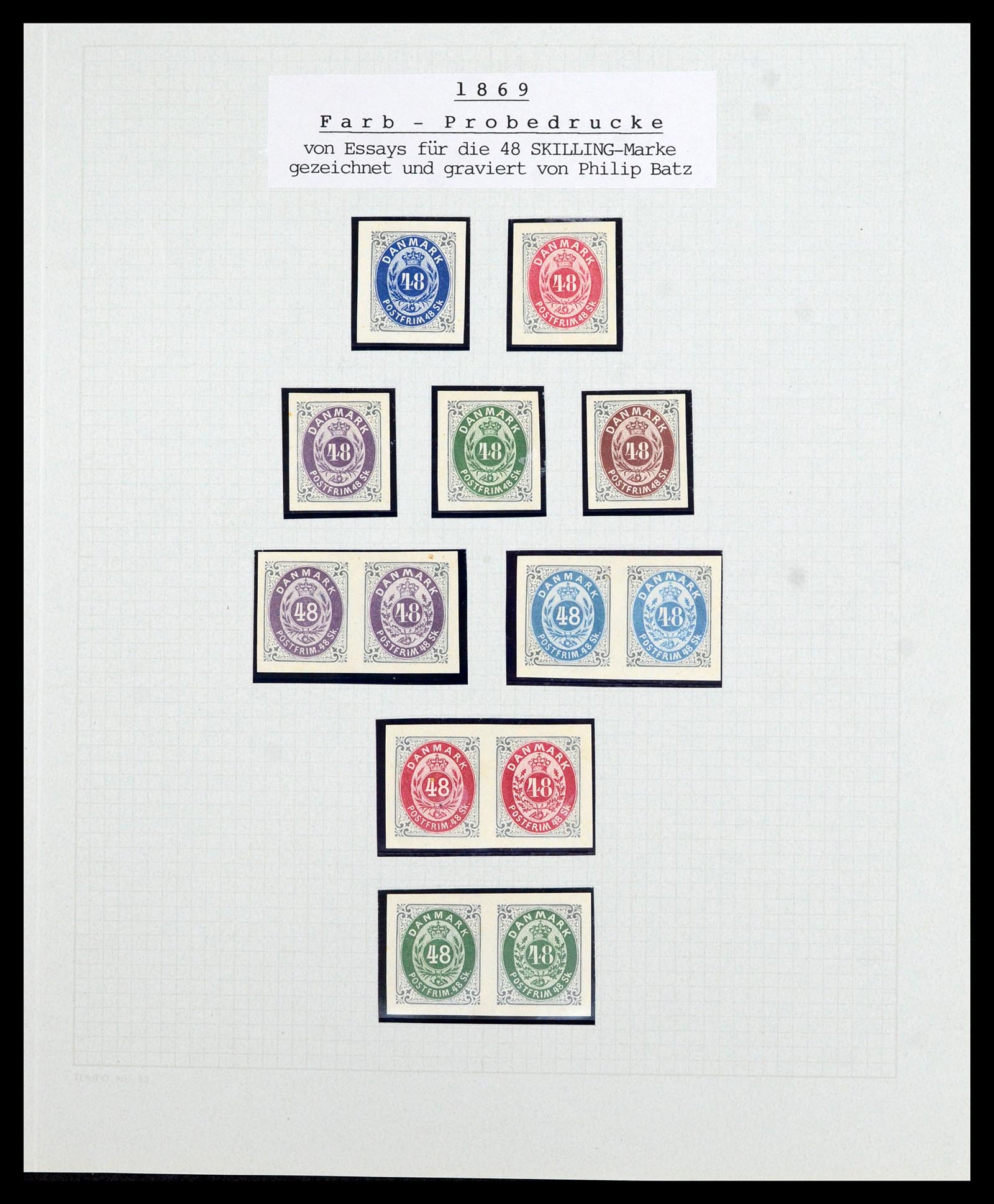 36780 007 - Postzegelverzameling 36780 Denemarken proeven en essays 1849-1961.