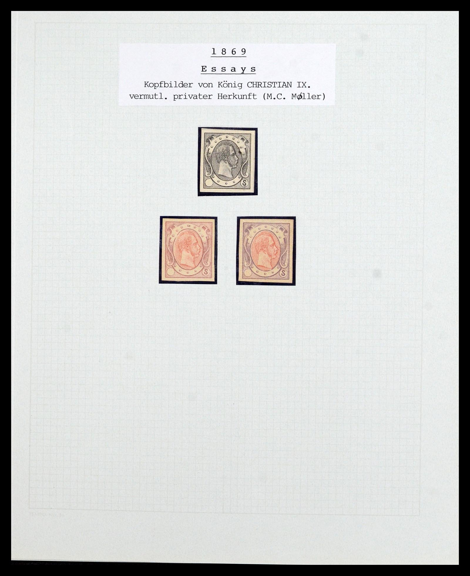 36780 008 - Postzegelverzameling 36780 Denemarken proeven en essays 1849-1961.